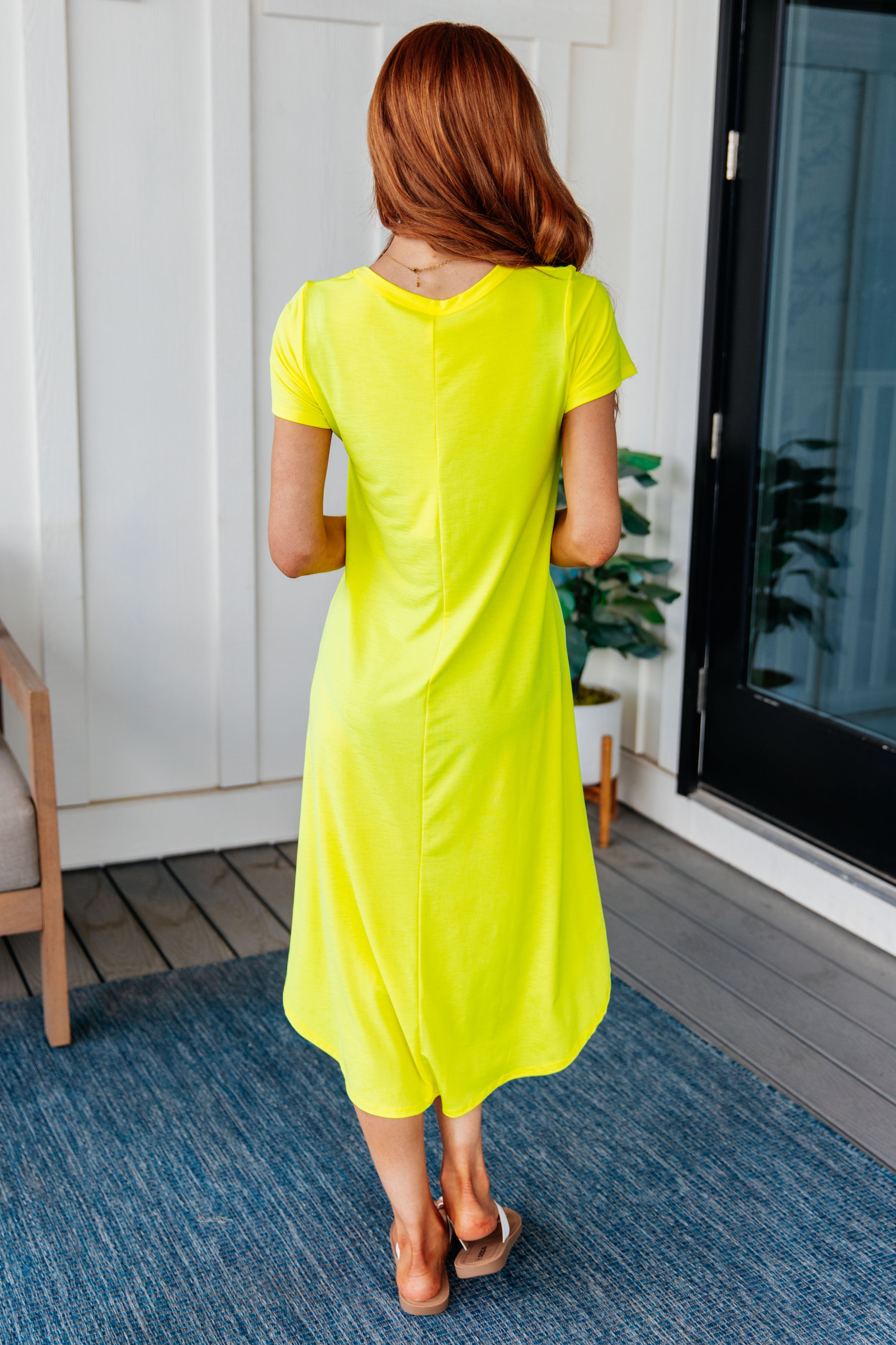 Dolman Sleeve Maxi Dress in Neon Yellow Dresses Ave Shops   