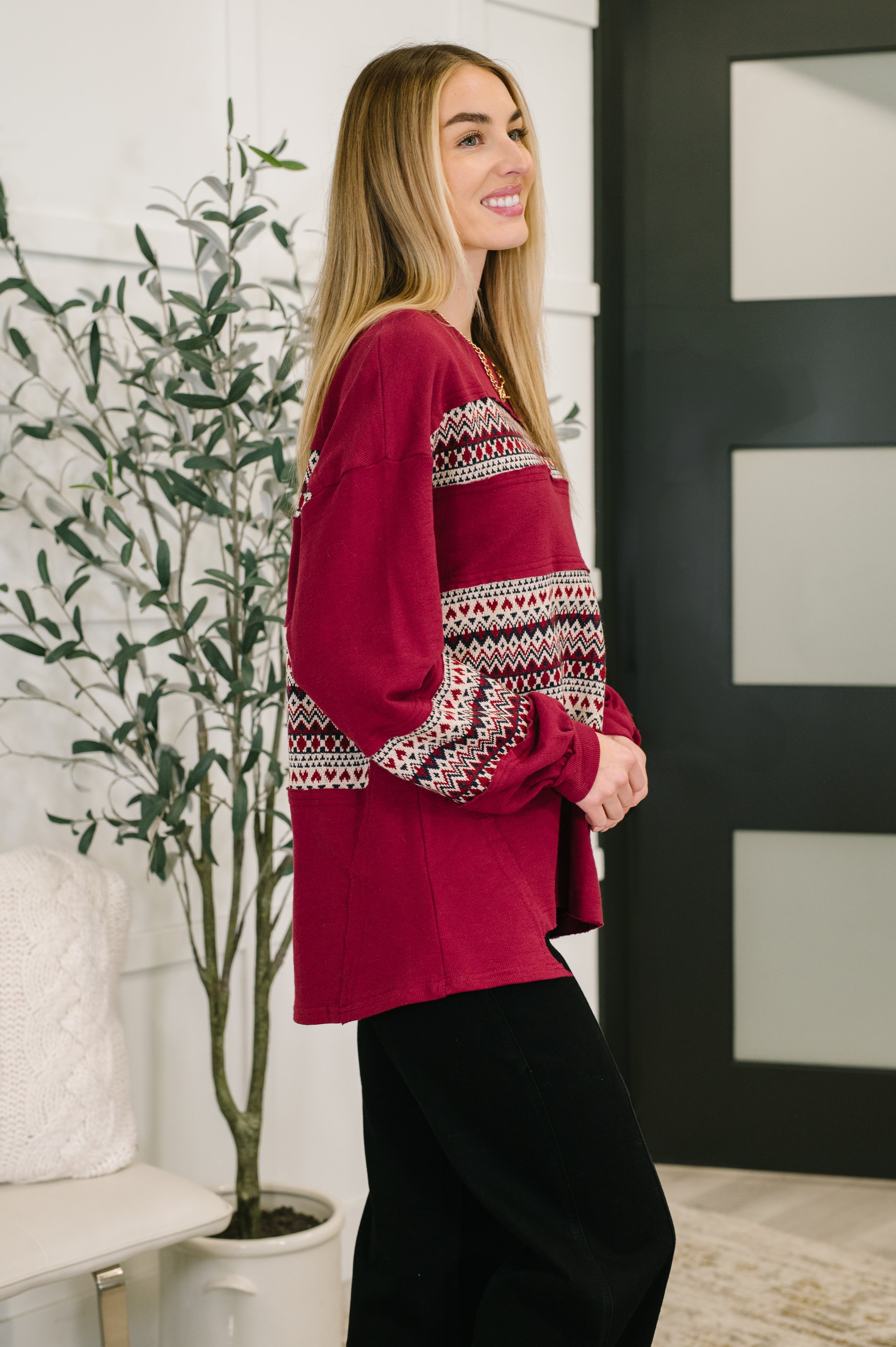 Don't Let Me Miss It Color Block Detail Top