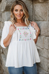 Embroidered Goddess Short Sleeve  Boutique Simplified   