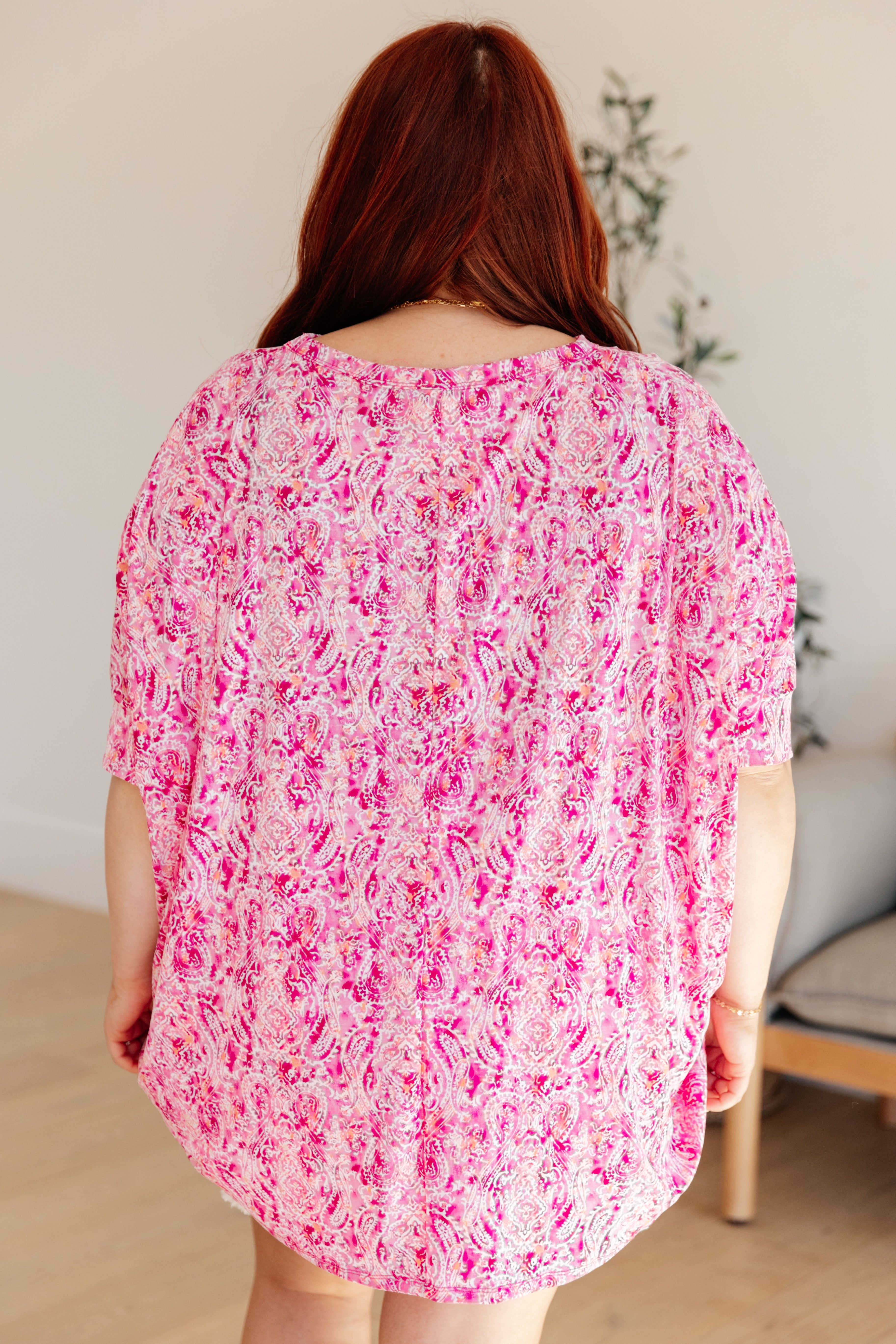 Essential Blouse in Fuchsia and White Paisley Womens Ave Shops   