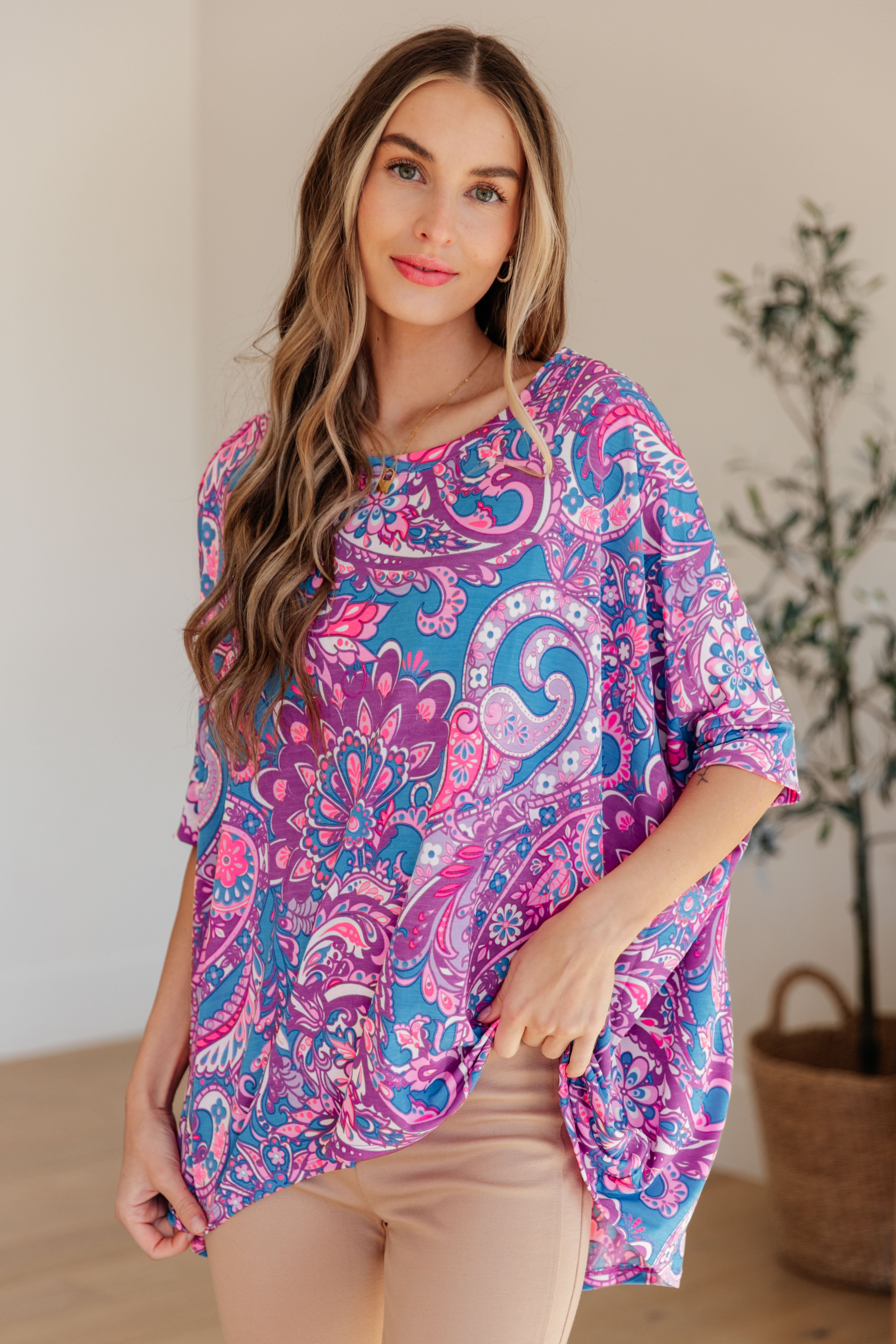 Essential Blouse in Purple Paisley Womens Ave Shops   