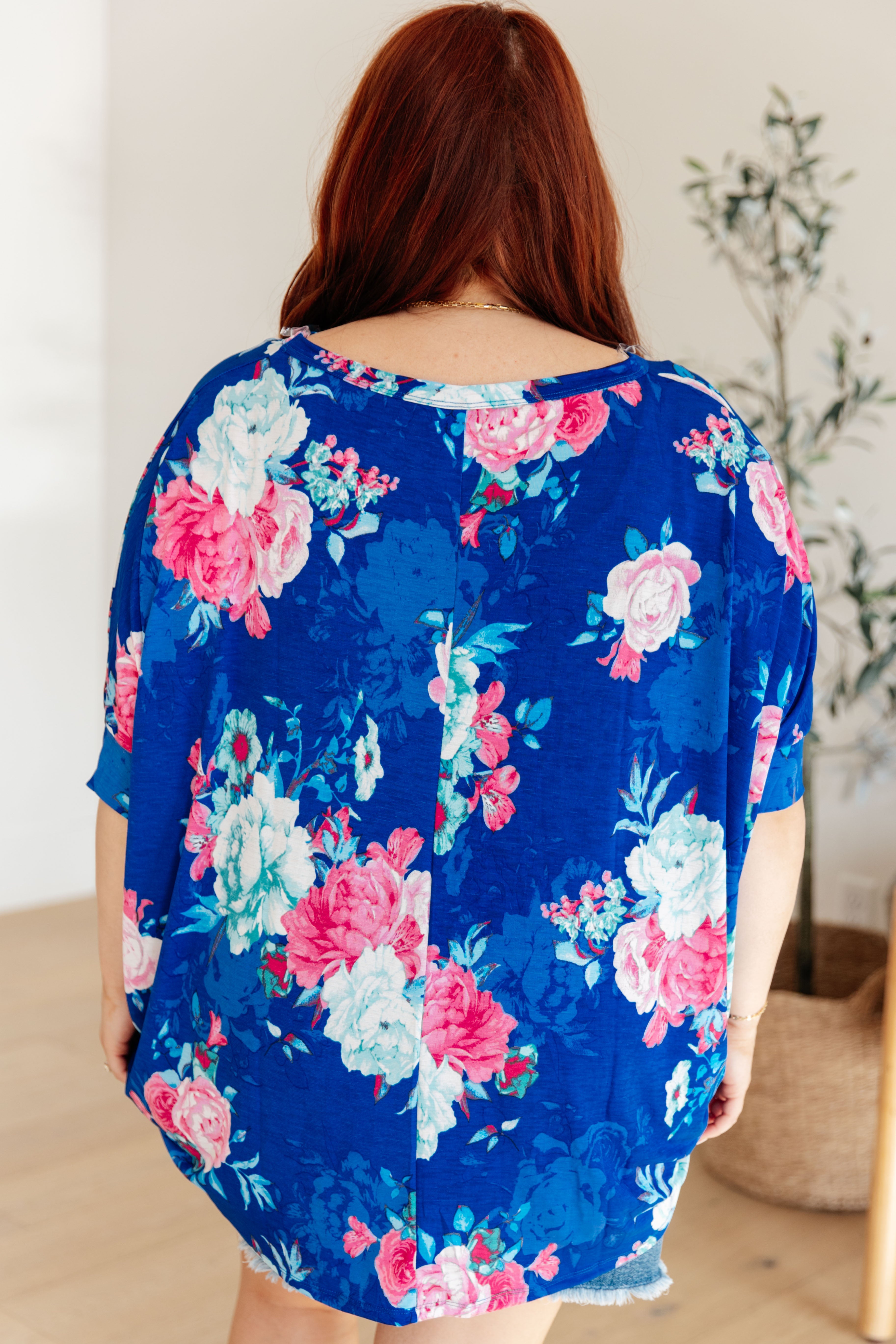 Essential Blouse in Royal and Pink Floral Womens Ave Shops   