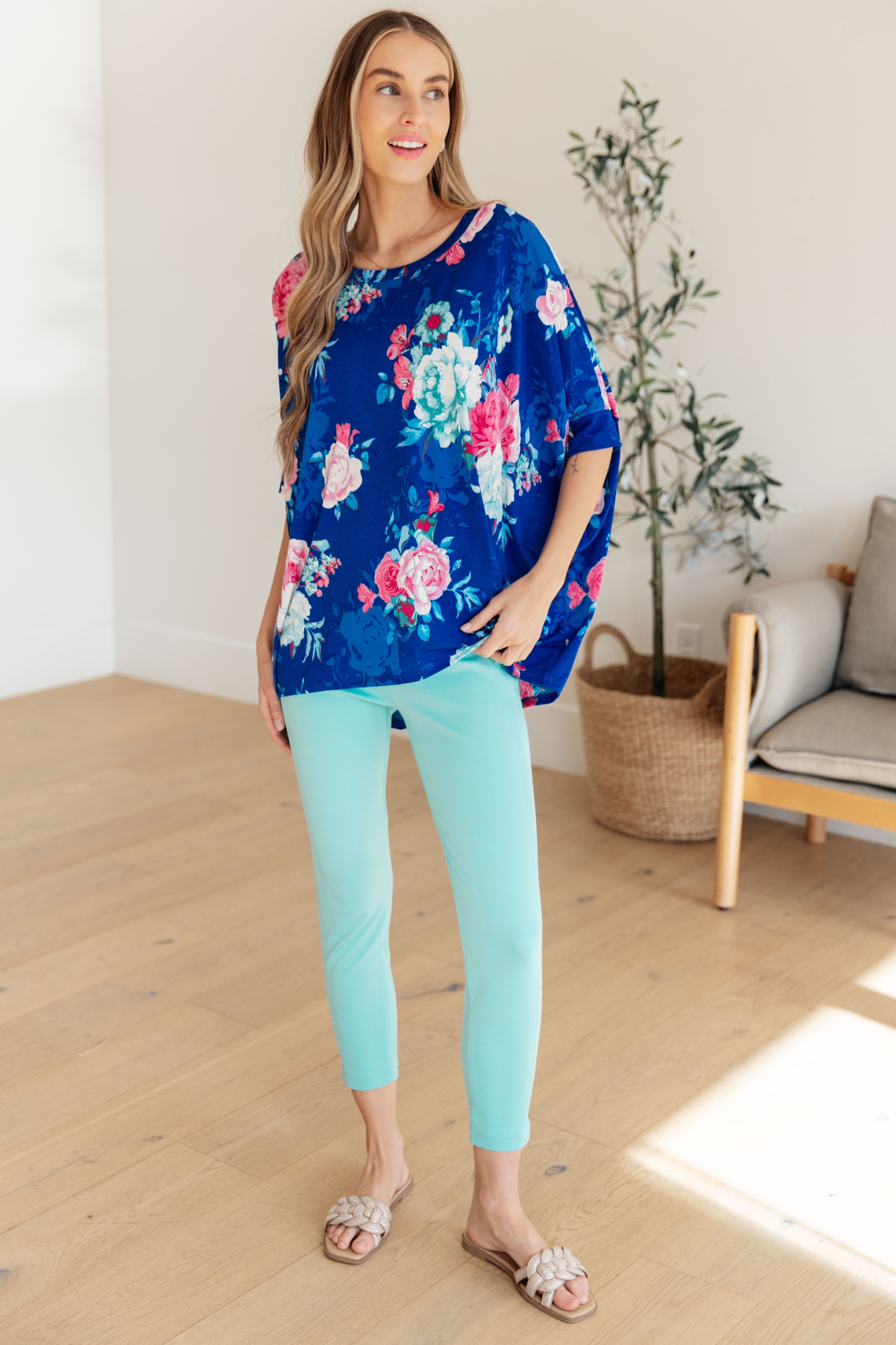 Essential Blouse in Royal and Pink Floral Womens Ave Shops   