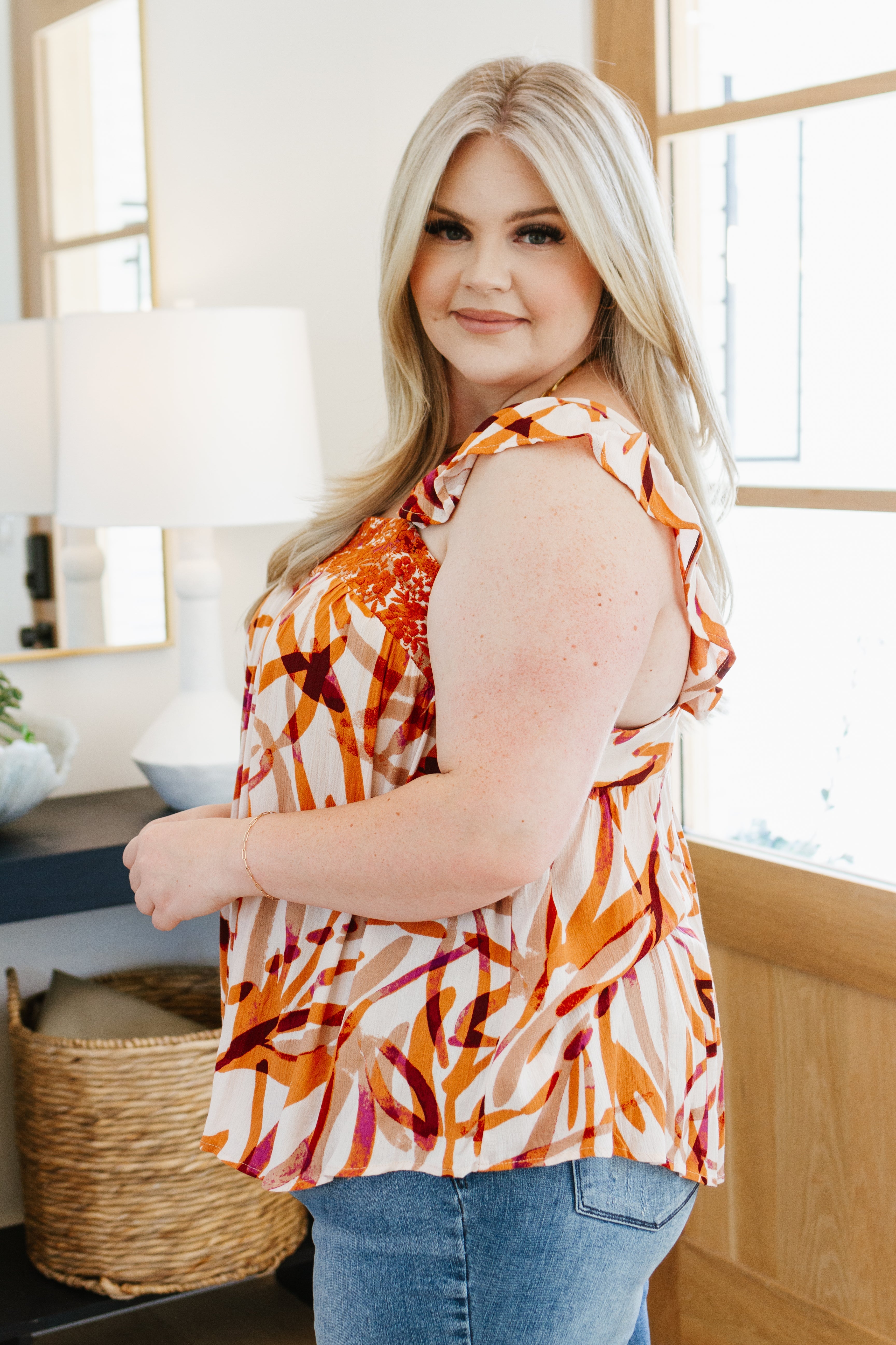 Francesca Embroidered Top in Rust Tops Ave Shops   