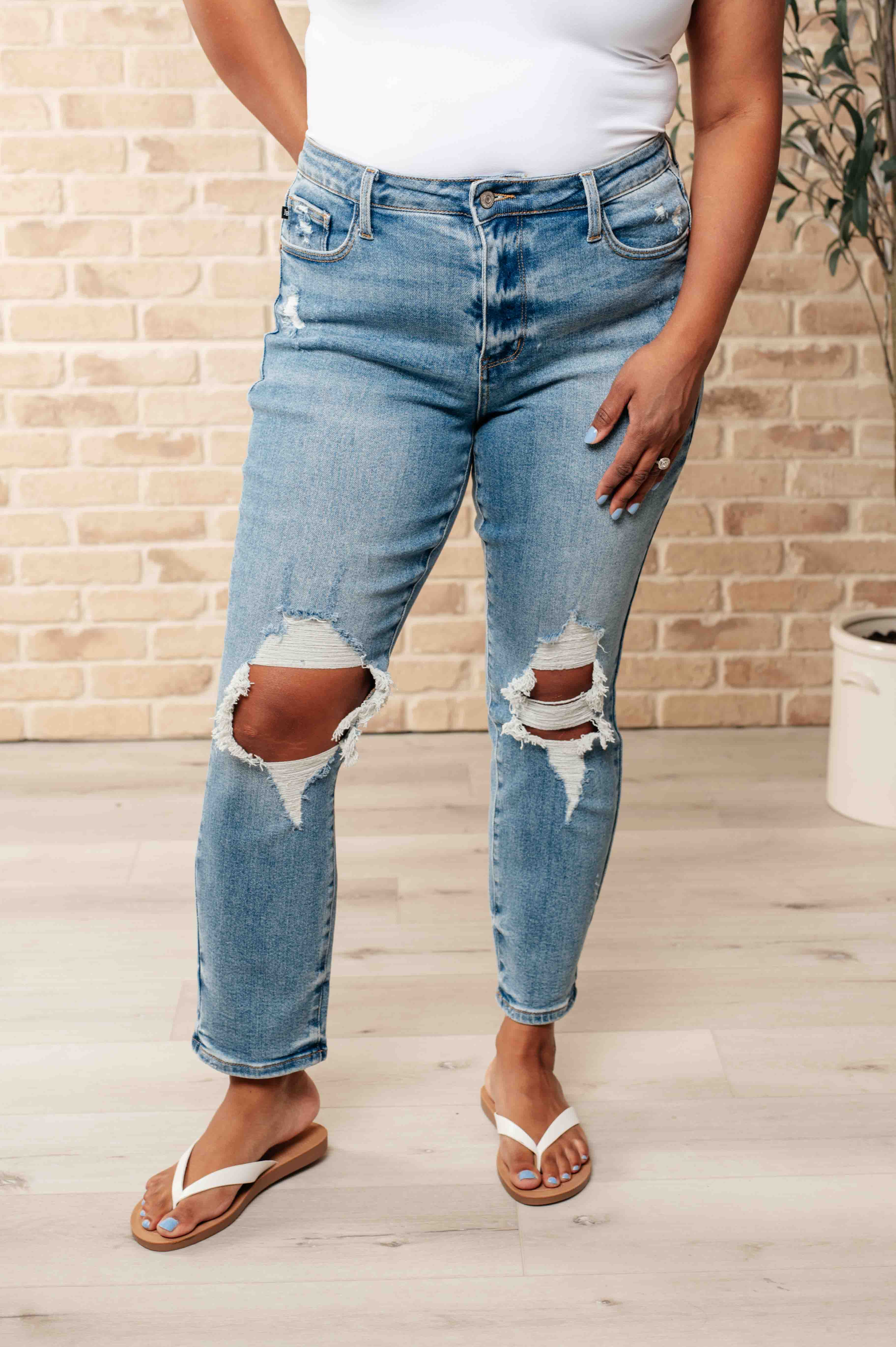 Frankie High Waist Distressed Boyfriend Jeans Womens Ave Shops   