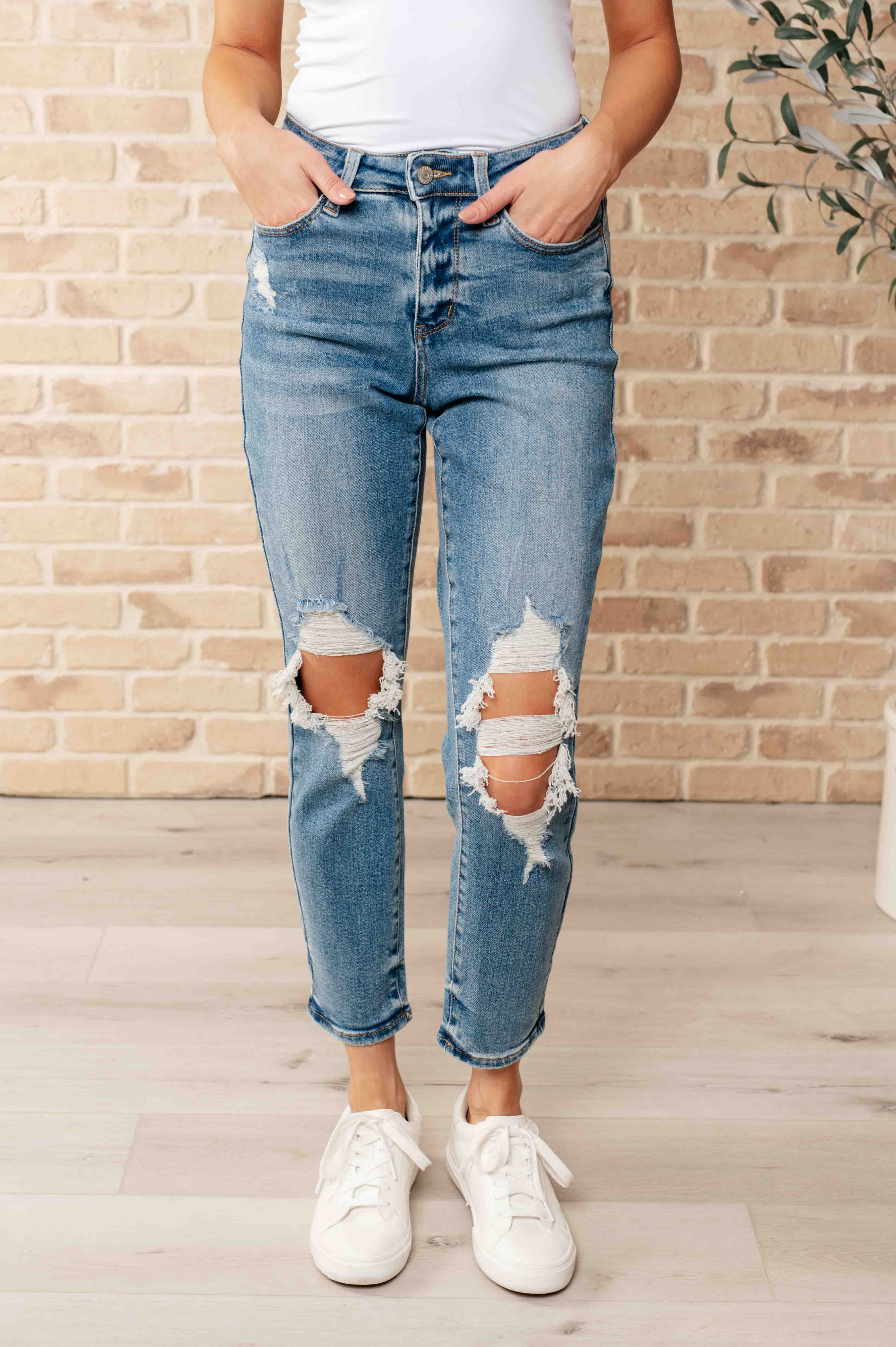 Frankie High Waist Distressed Boyfriend Jeans Womens Ave Shops   