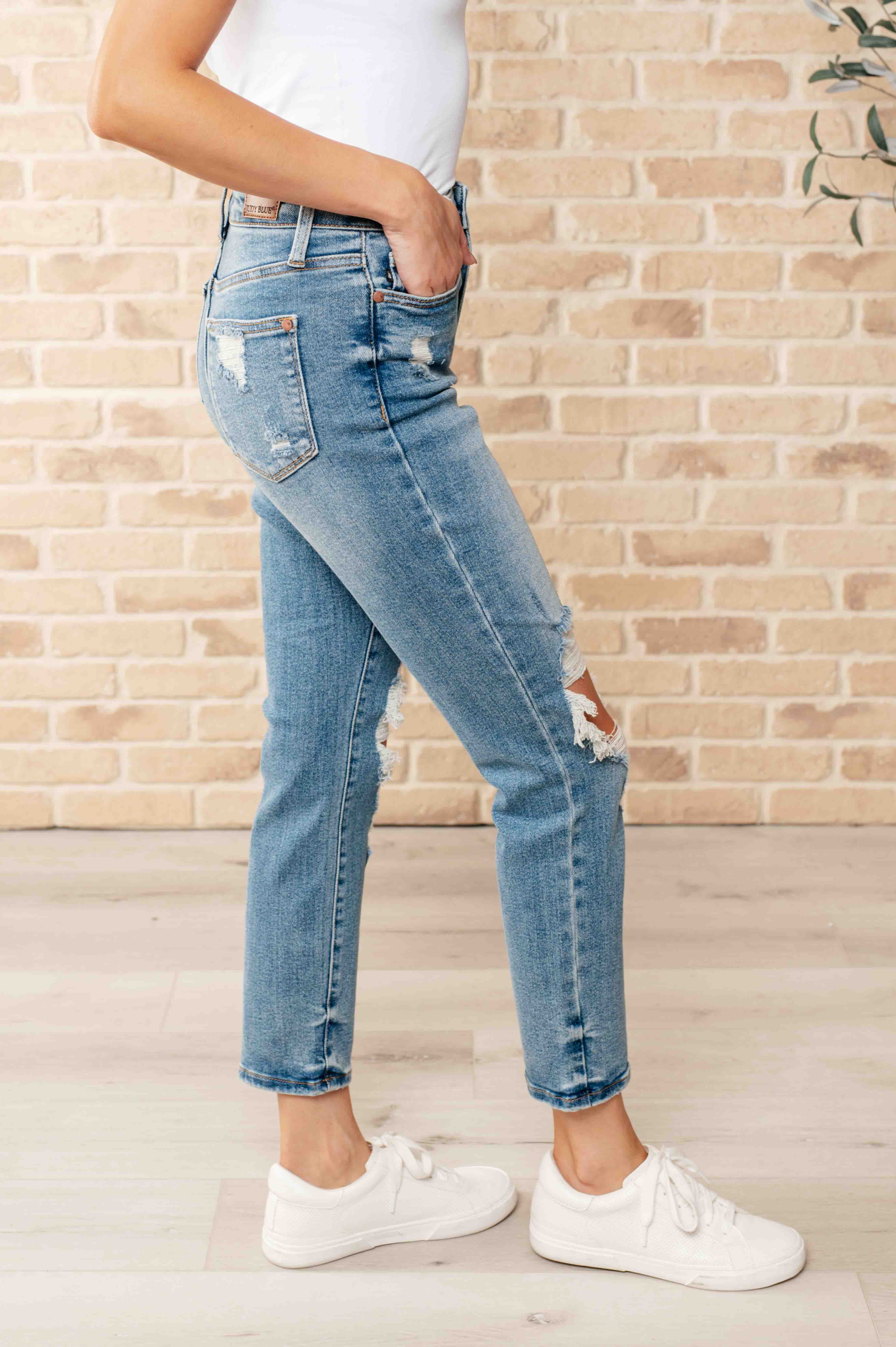 Frankie High Waist Distressed Boyfriend Jeans Womens Ave Shops   