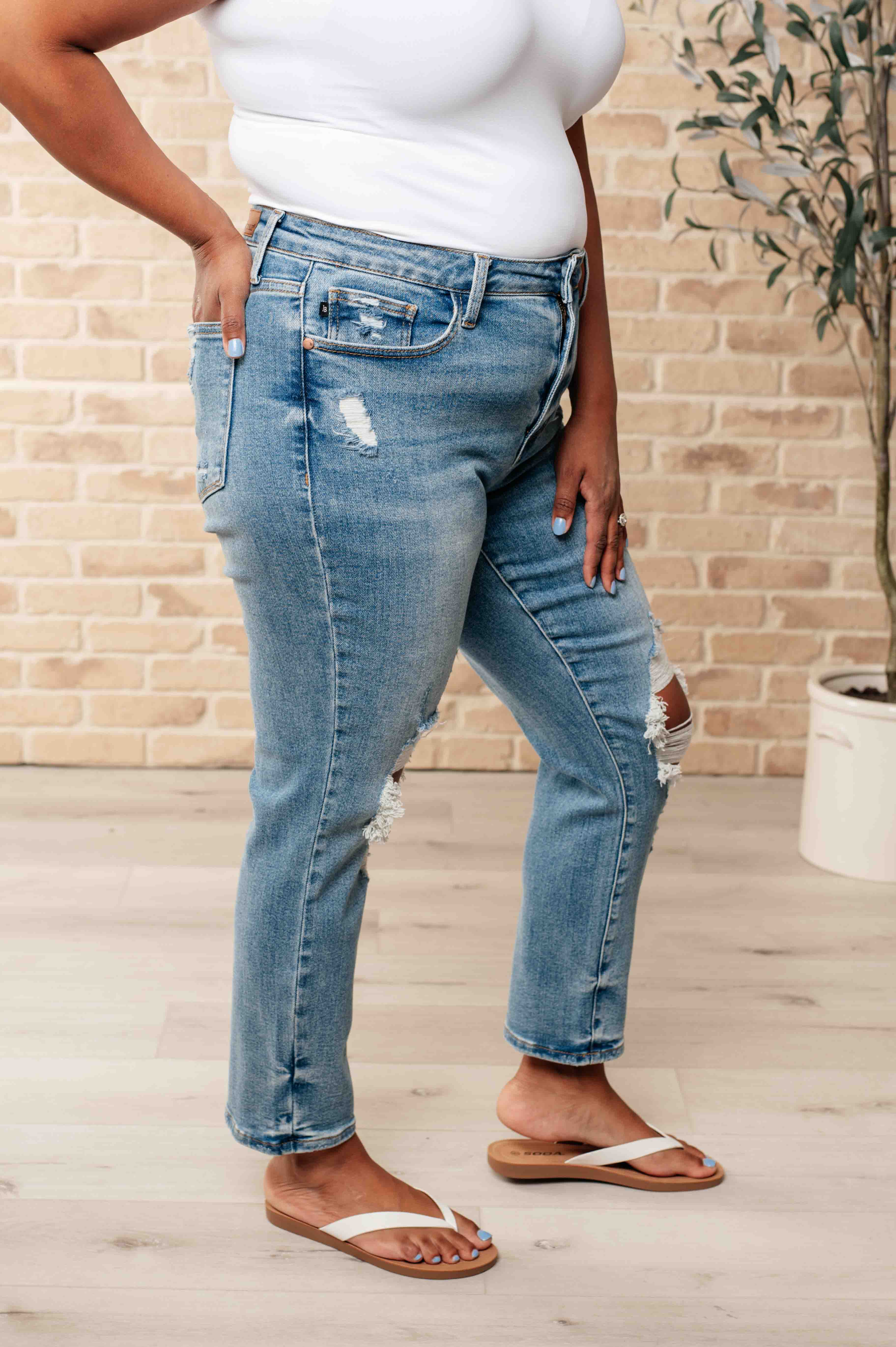 Frankie High Waist Distressed Boyfriend Jeans Womens Ave Shops   