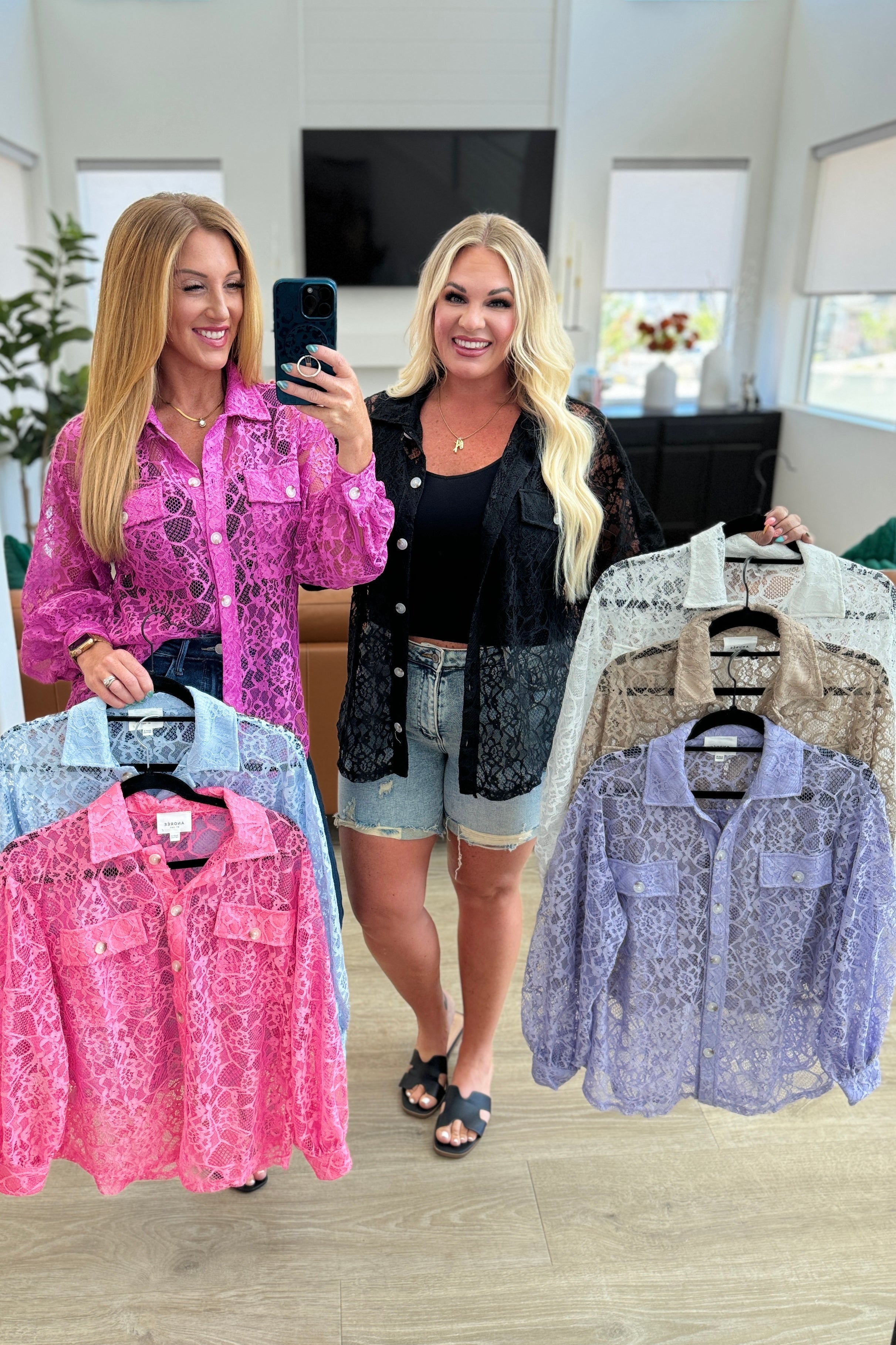 Stick Together Lace Button Up in Lavender Layers Ave Shops   