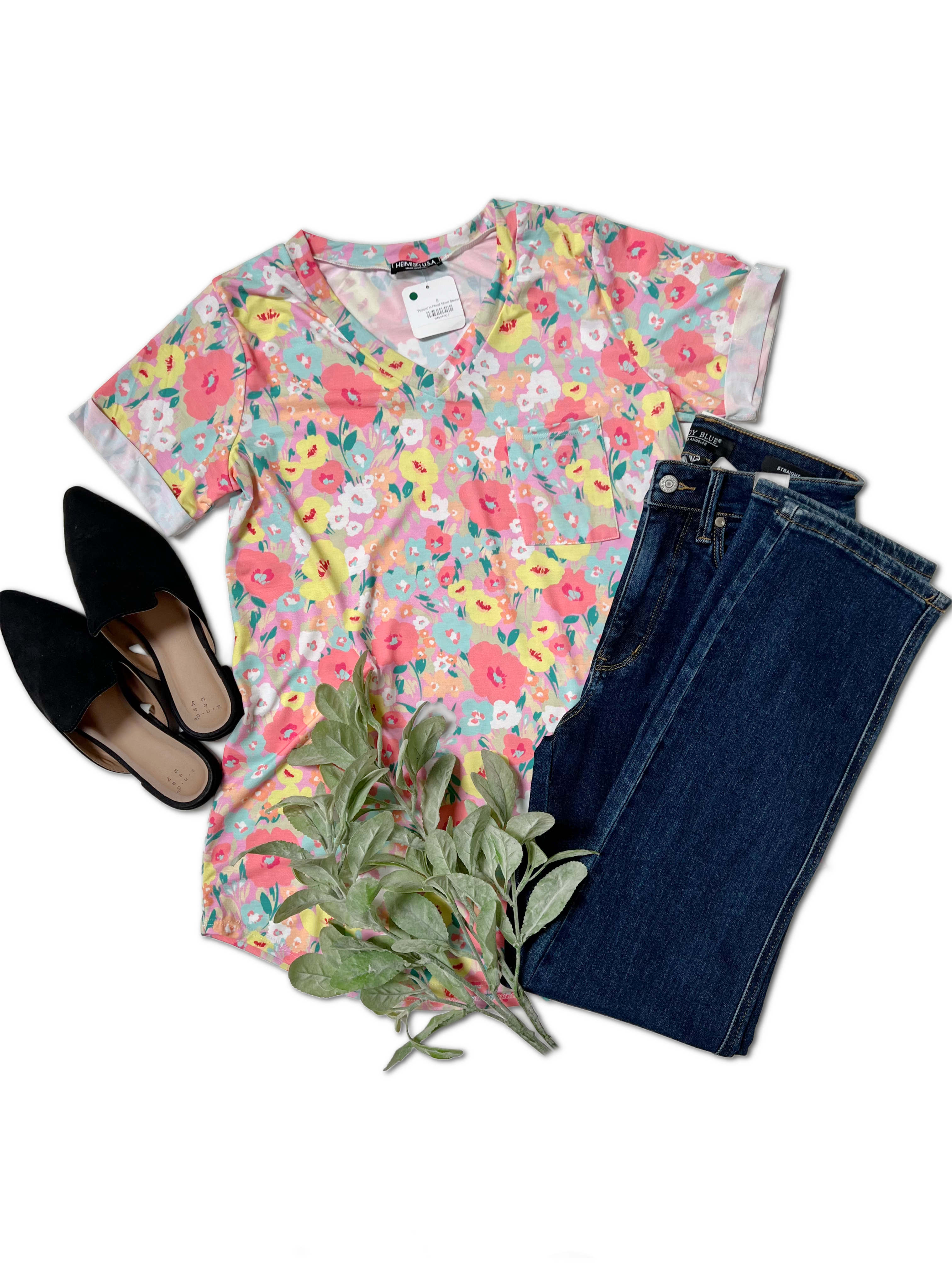 Poppin' in Floral Short Sleeve  Boutique Simplified   