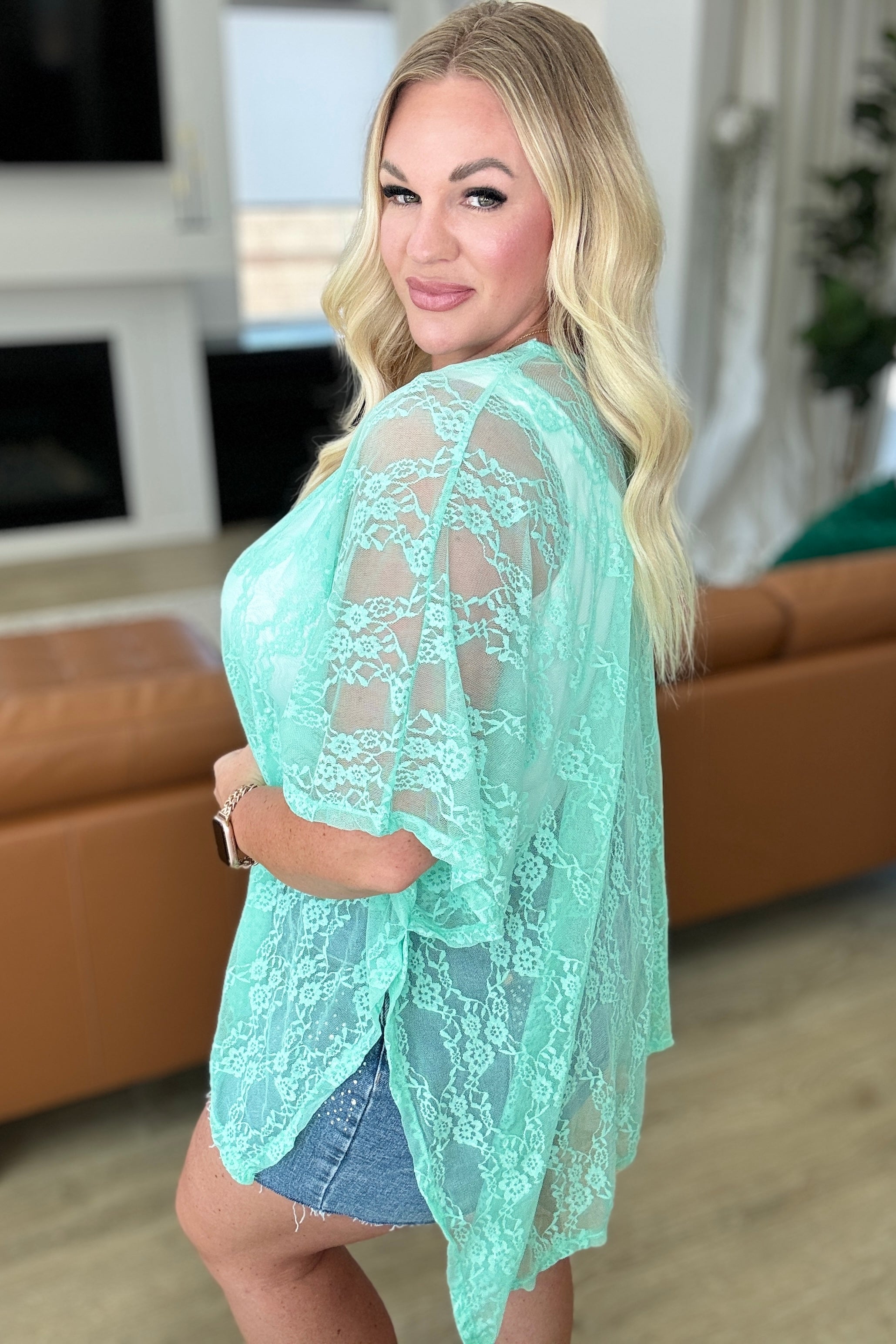 Good Days Ahead Lace Kimono In Mint Layers Ave Shops   