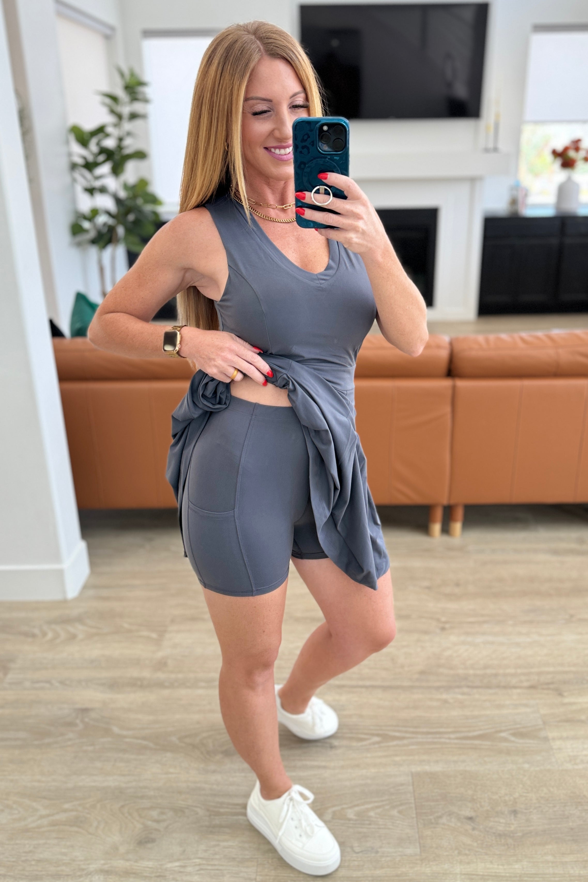 Hop, Skip and a Jump Dress and Shorts Set in Charcoal Athleisure Ave Shops   