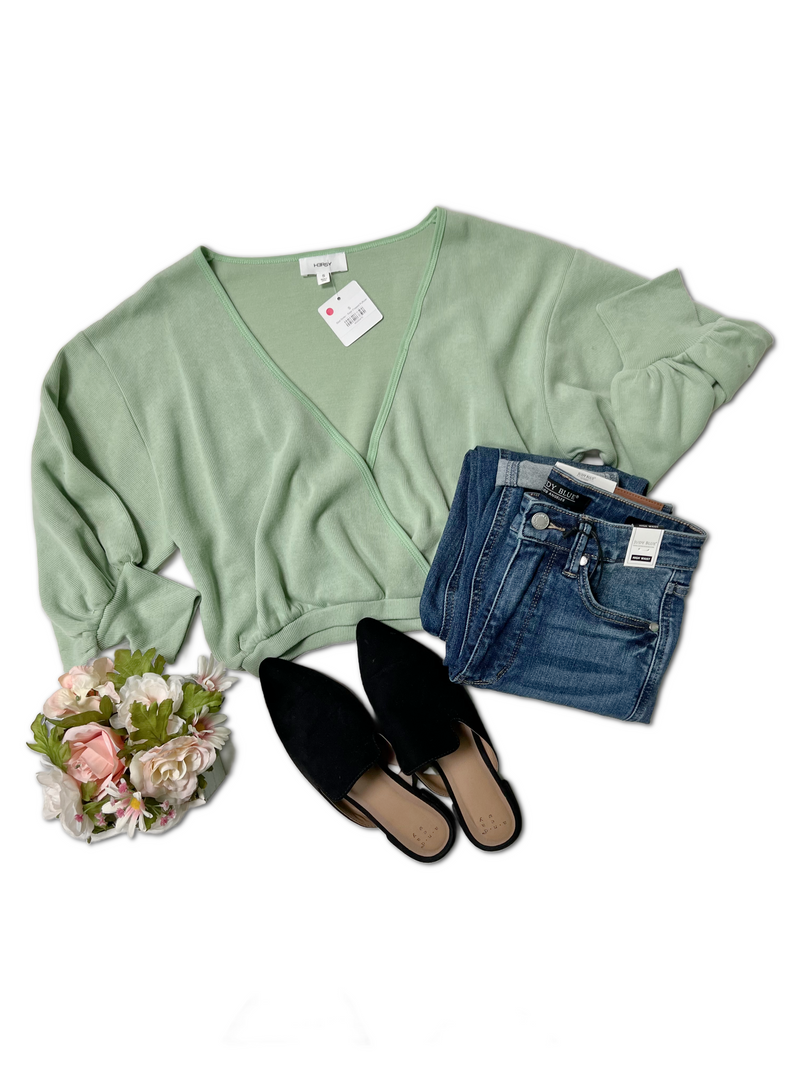 Goal Setter - Sage Cropped Pullover  OOTD Boutique Simplified   