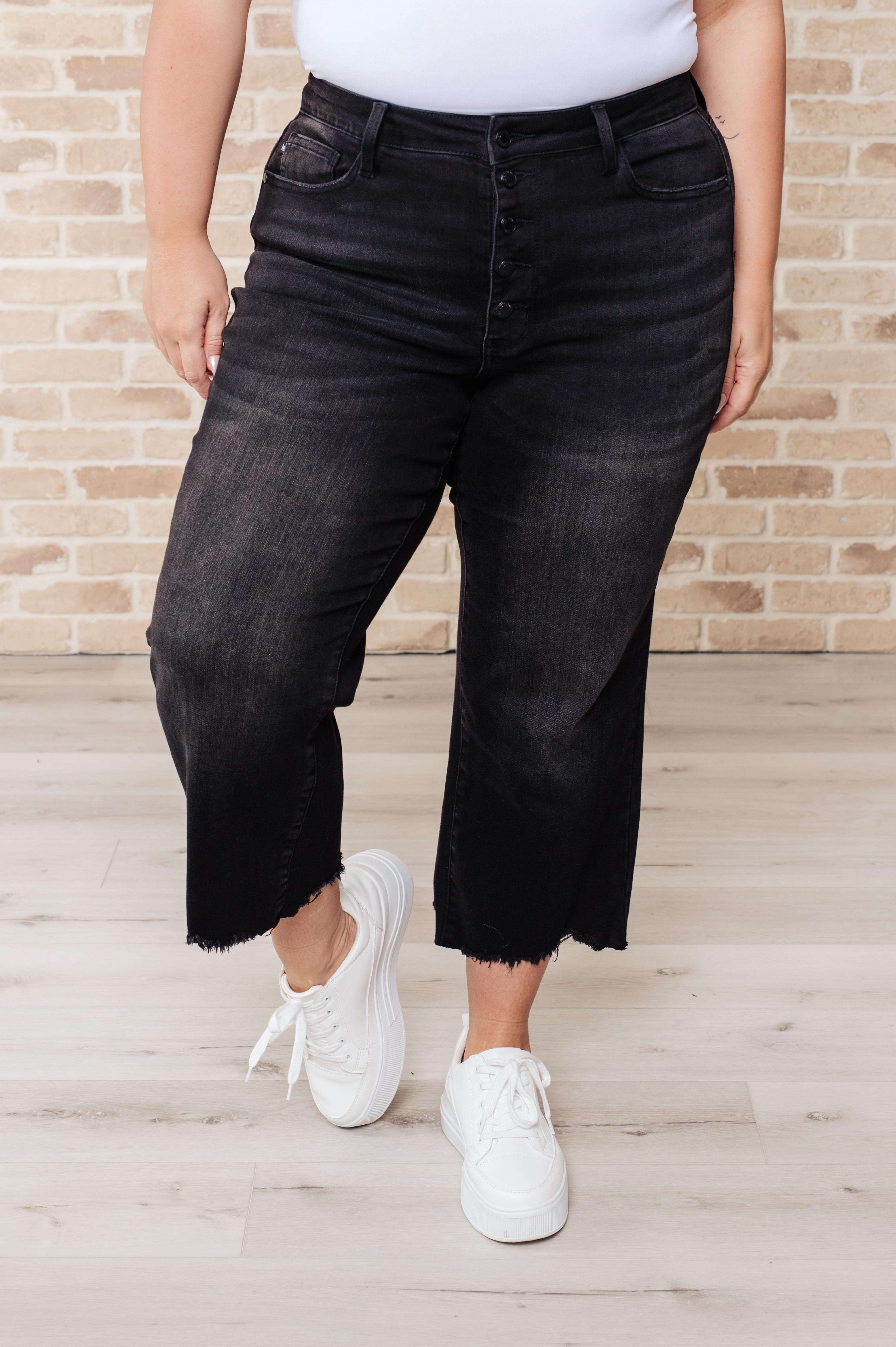 Ryan High Rise Button Fly Wide Leg Crop Jeans Womens Ave Shops   