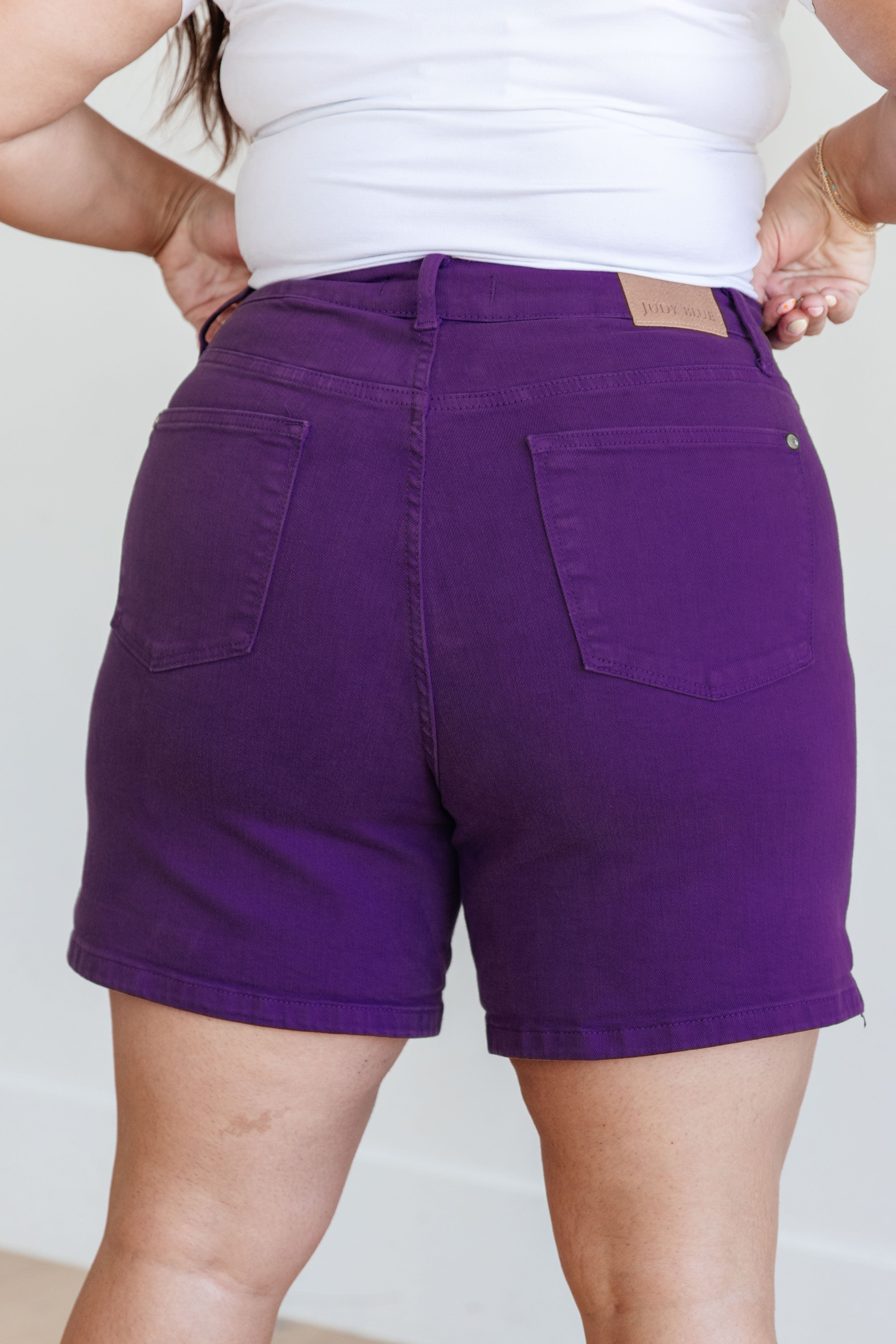 Jenna High Rise Control Top Cuffed Shorts in Purple Womens Ave Shops   