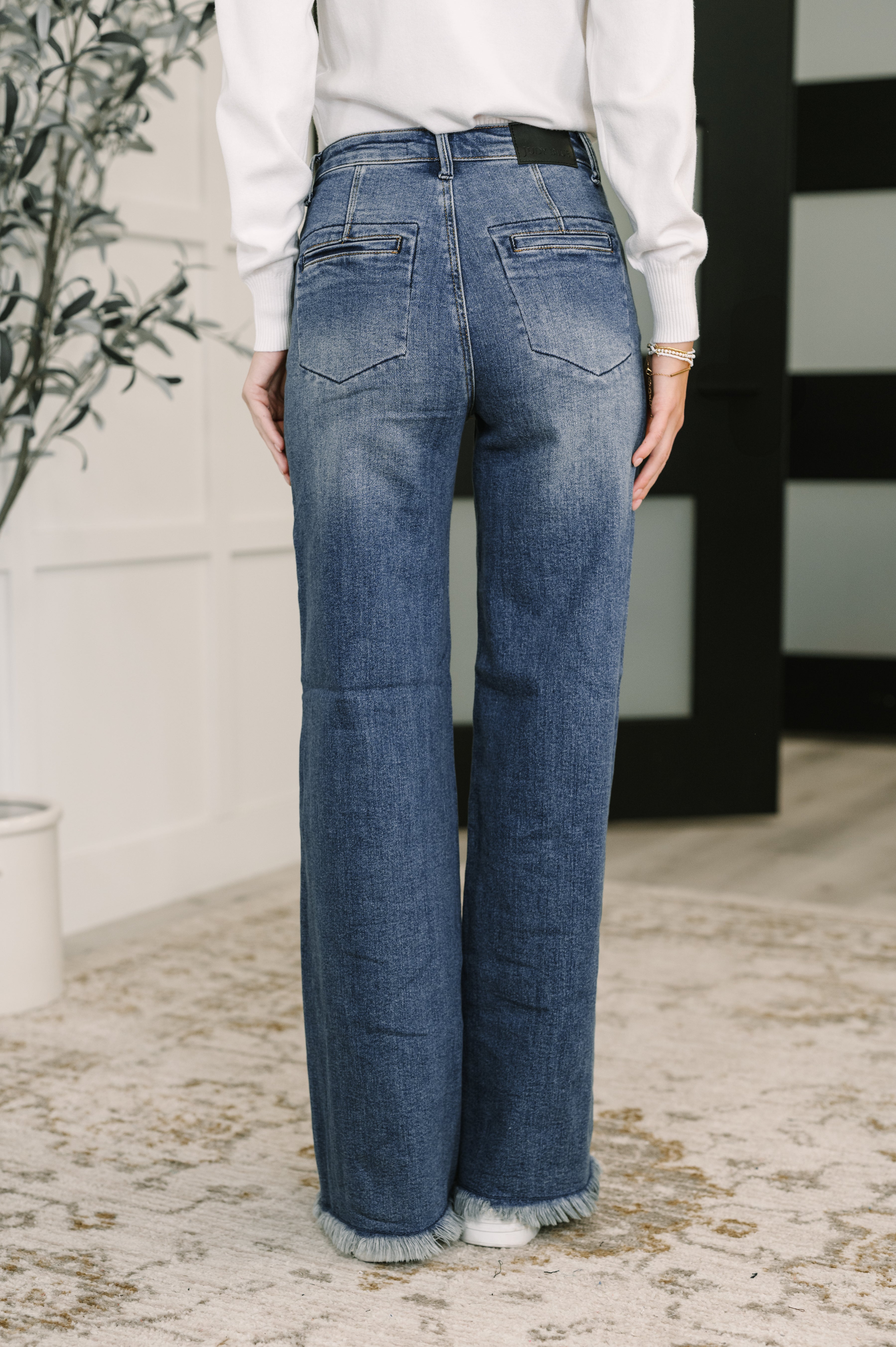 Judy Blue Karla High Waist Column Straight Button-Fly & Back Welt Pockets