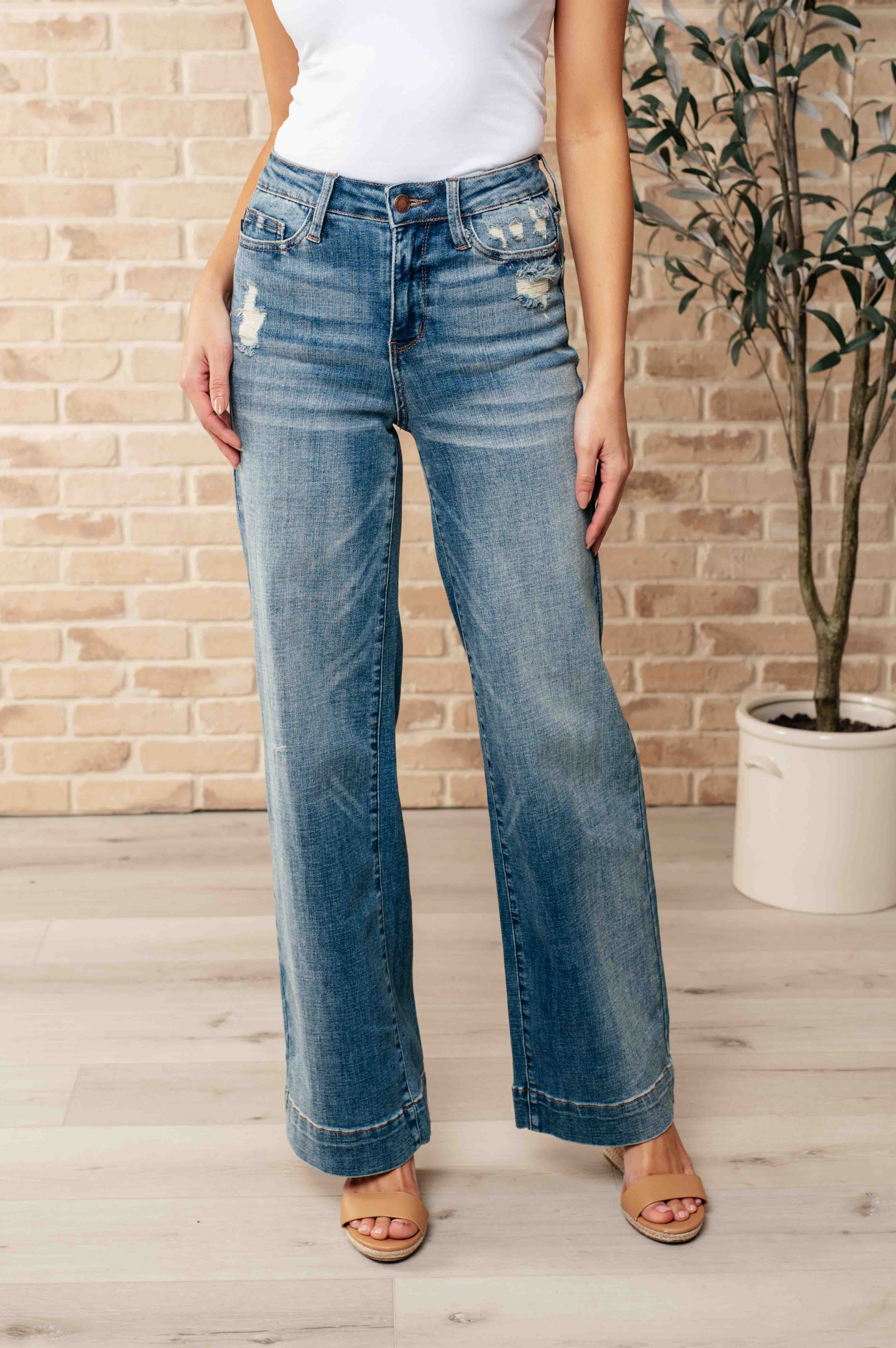 Katrina High Waist Distressed Denim Trousers Denim Ave Shops   