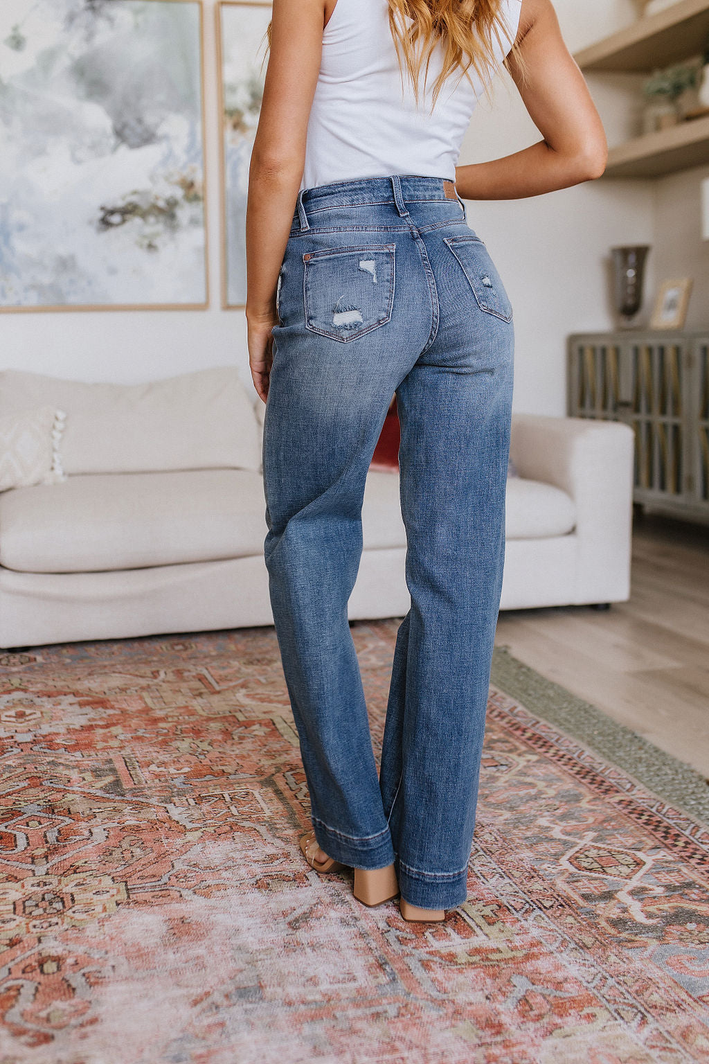 Katrina High Waist Distressed Denim Trousers Denim Ave Shops   