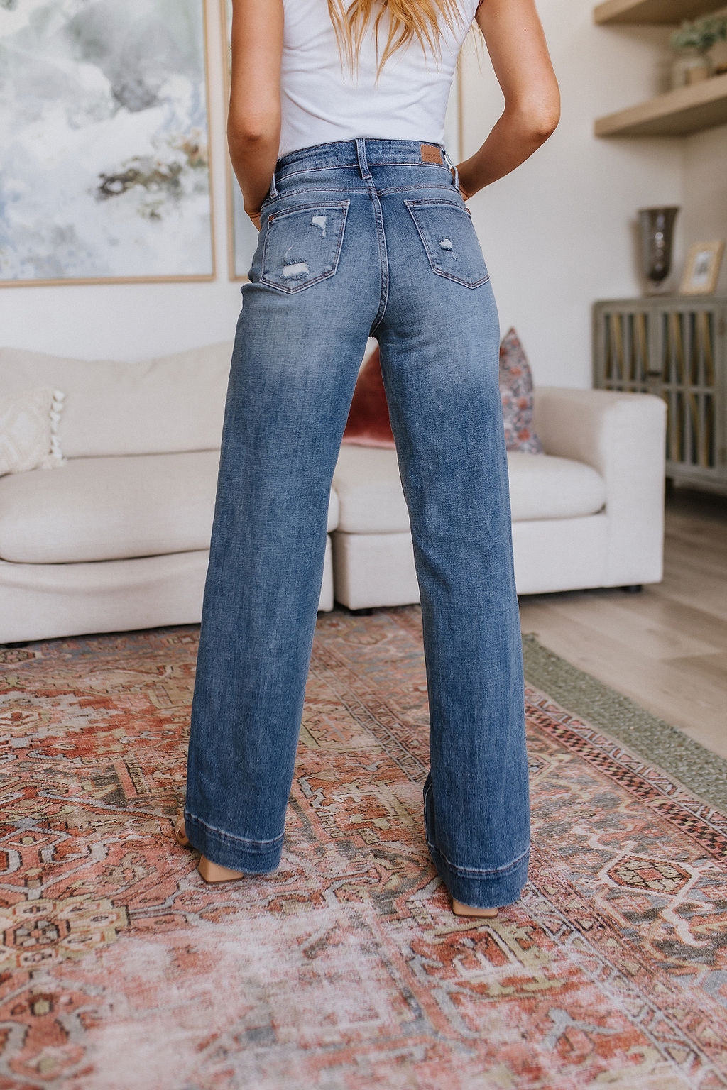 Katrina High Waist Distressed Denim Trousers Denim Ave Shops   