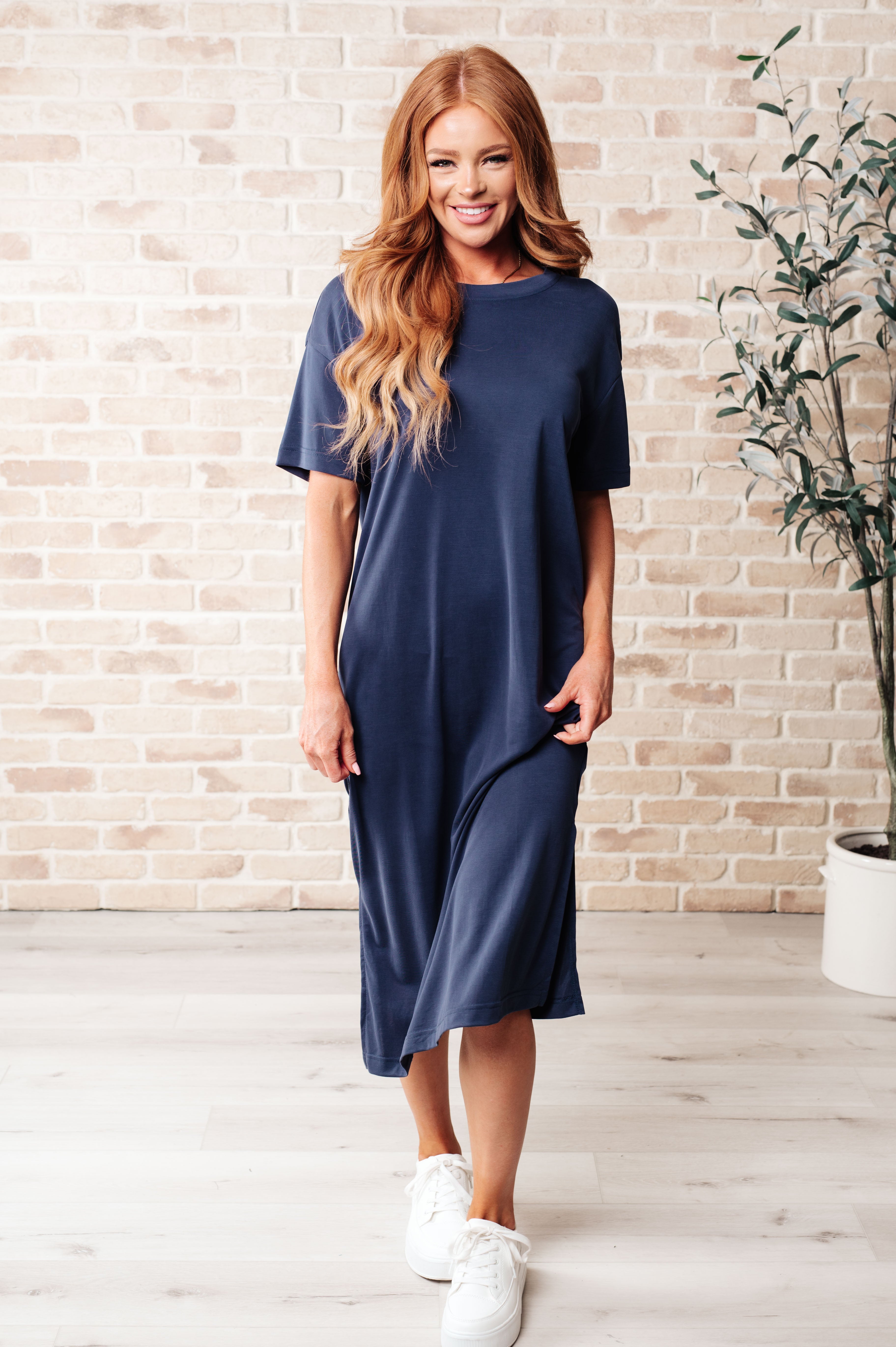 Keeping It Chill Drop Shoulder Maxi Dress in Dark Night Dresses Ave Shops   