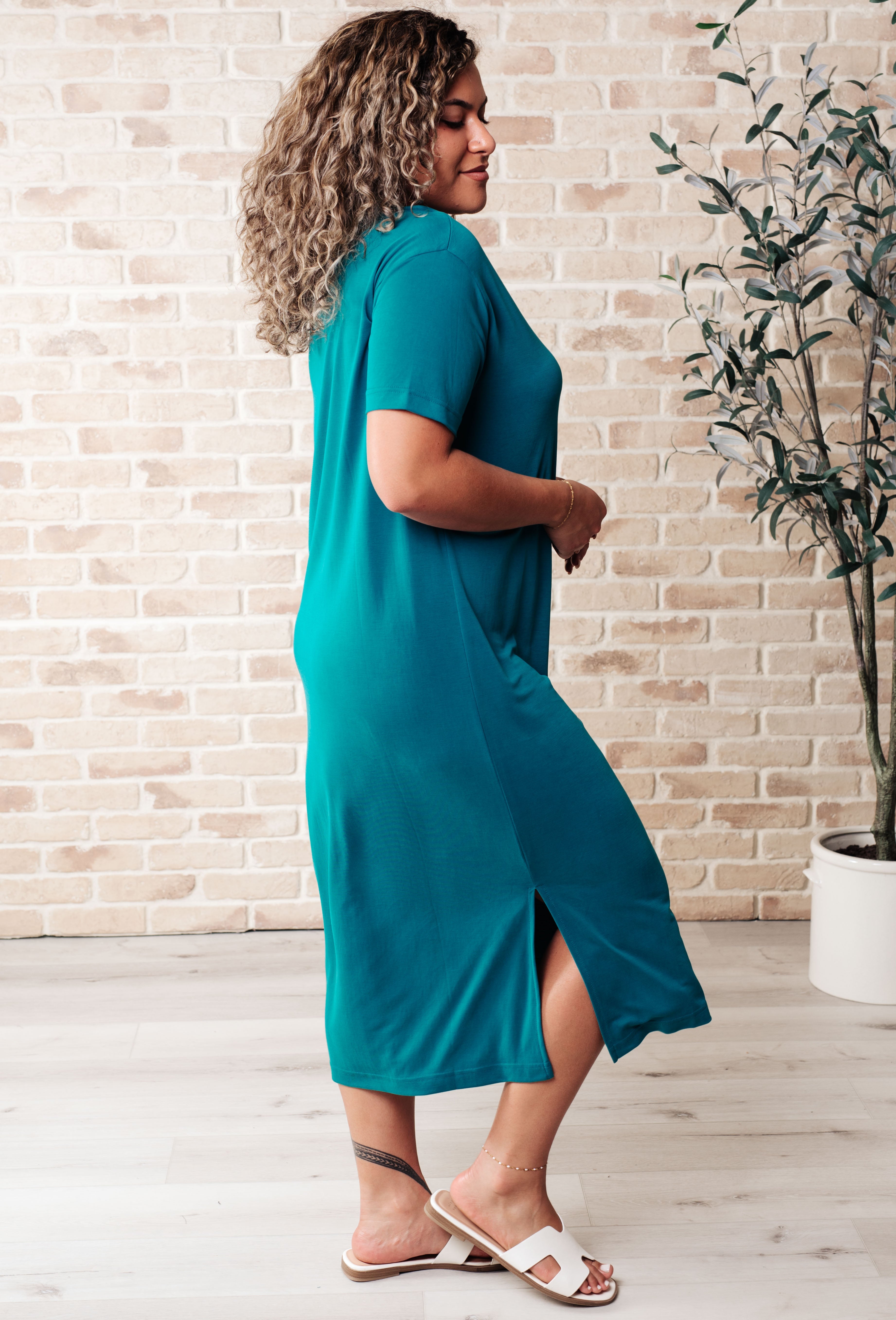 Keeping It Chill Drop Shoulder Maxi Dress in Teal Dresses Ave Shops   