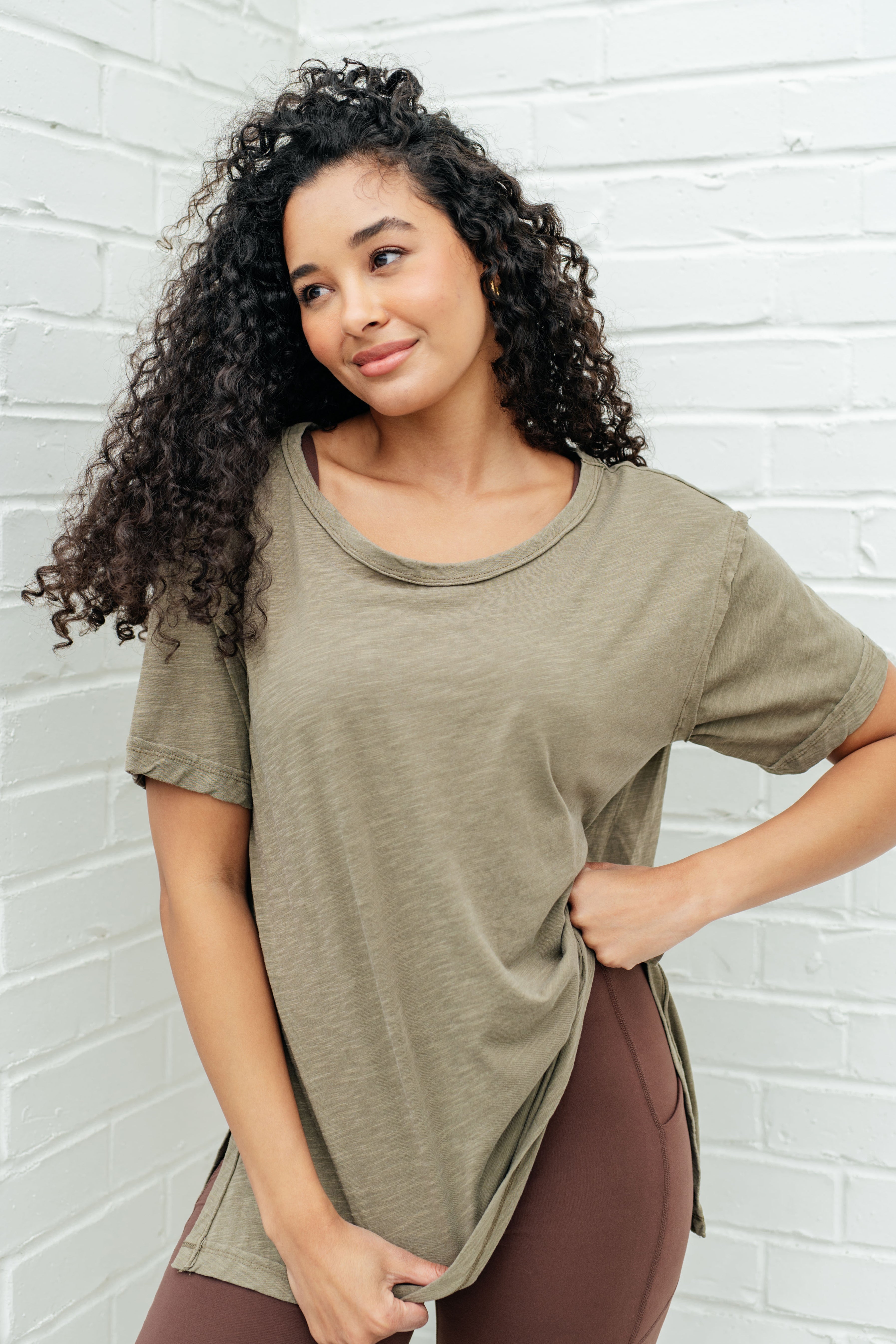 Let Me Live Relaxed Tee in Army Tops Ave Shops   