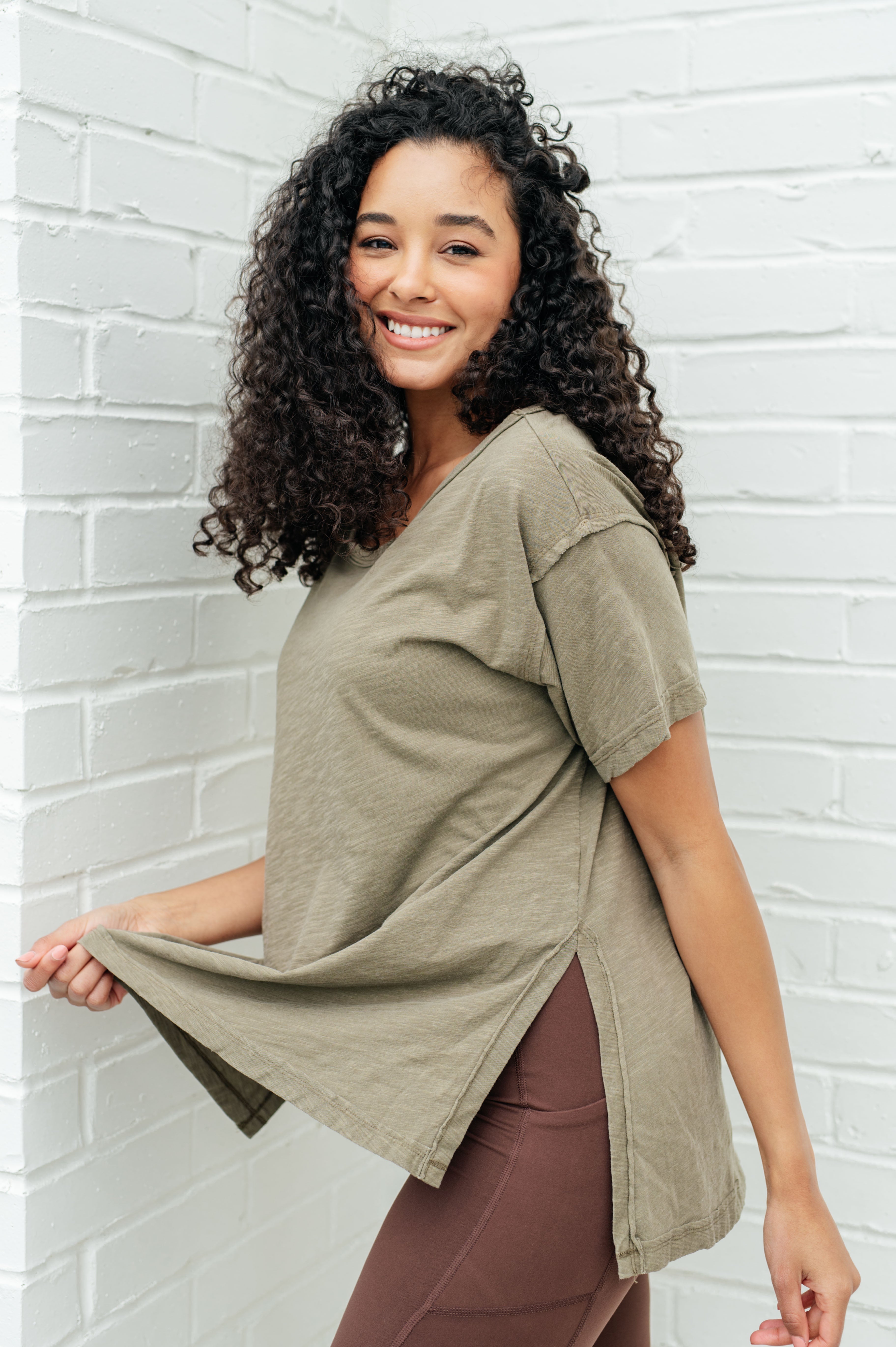 Let Me Live Relaxed Tee in Army Tops Ave Shops   