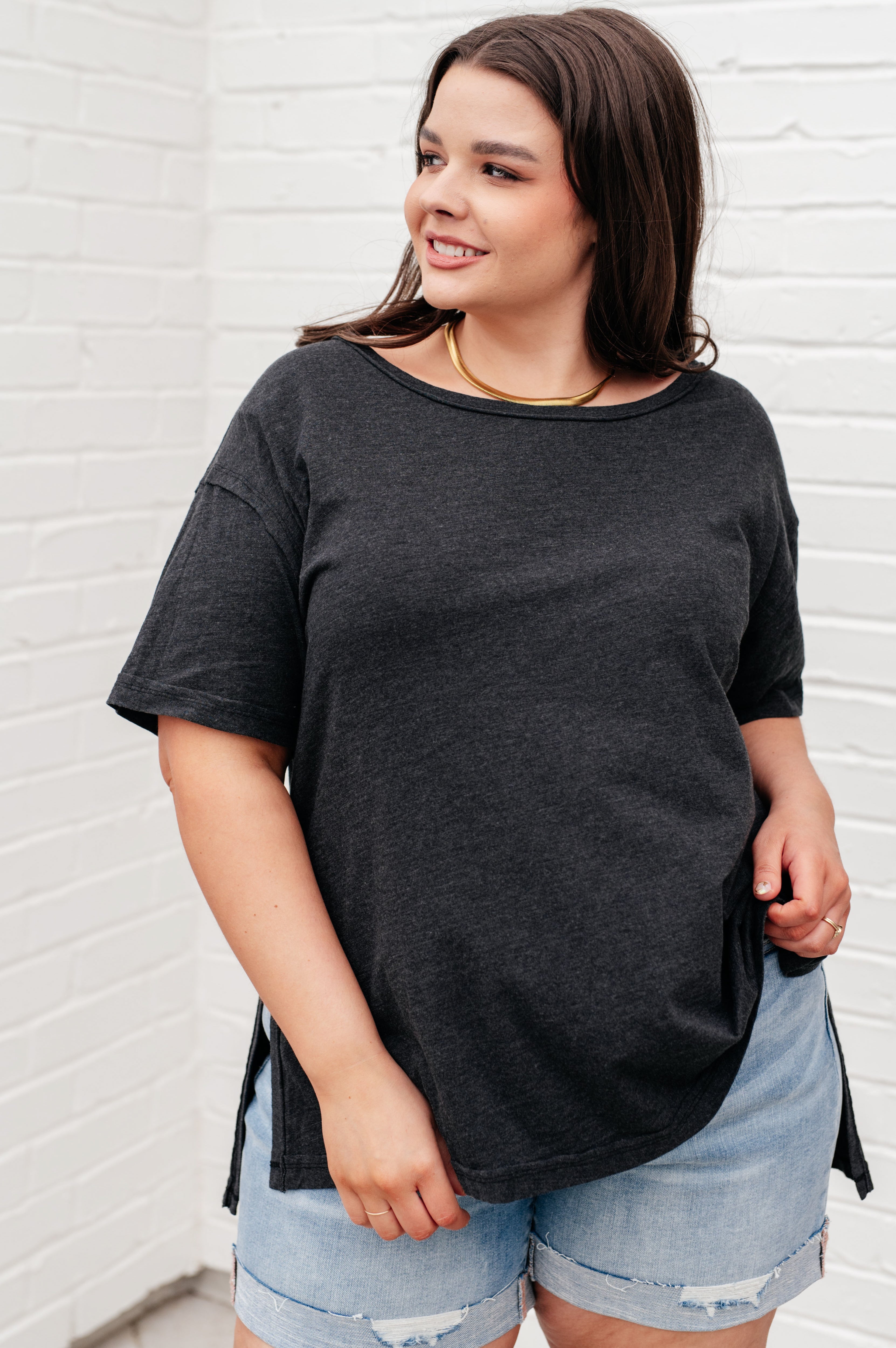 Let Me Live Relaxed Tee in Black Tops Ave Shops   