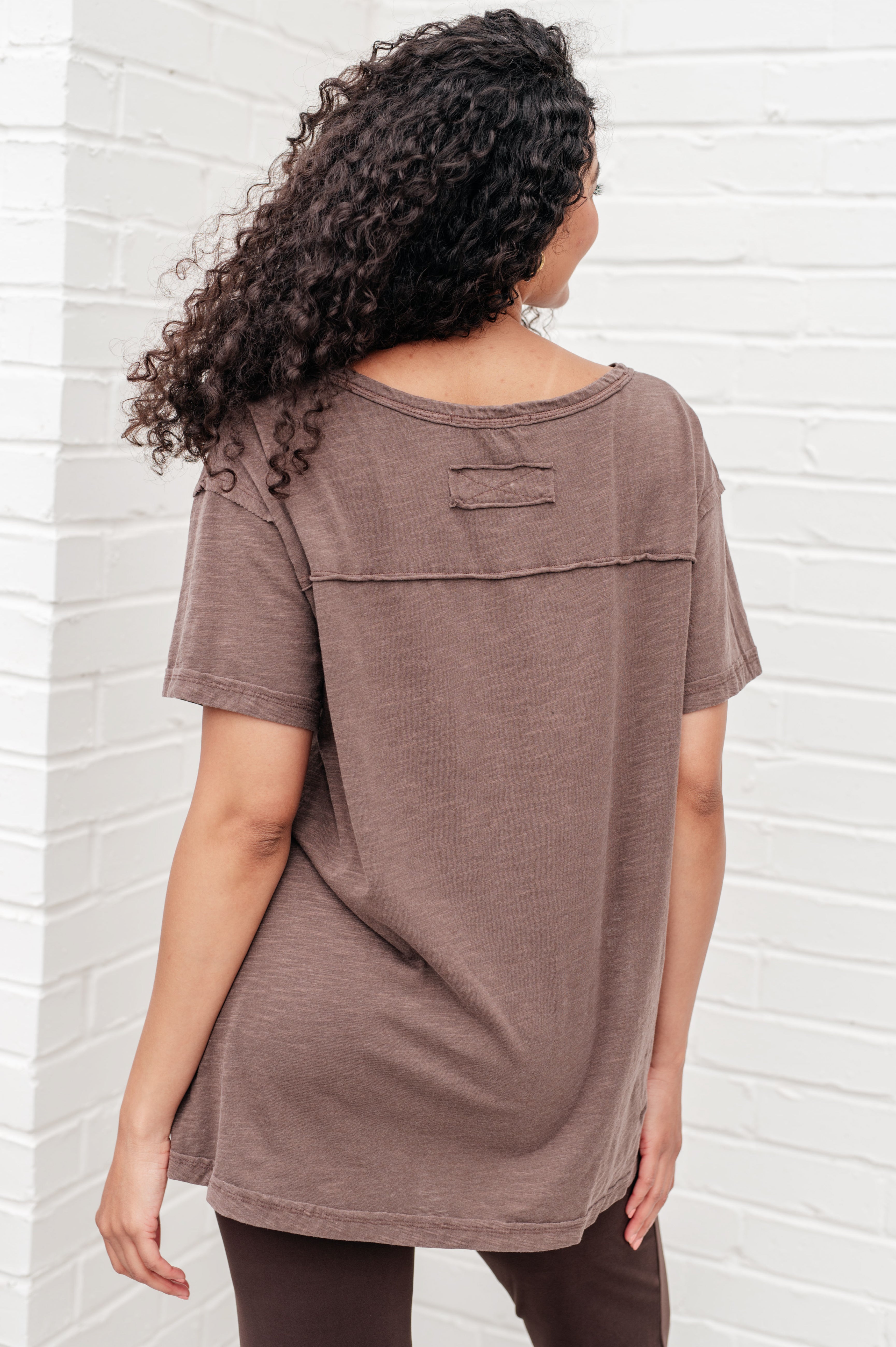 Let Me Live Relaxed Tee in Brown Tops Ave Shops   