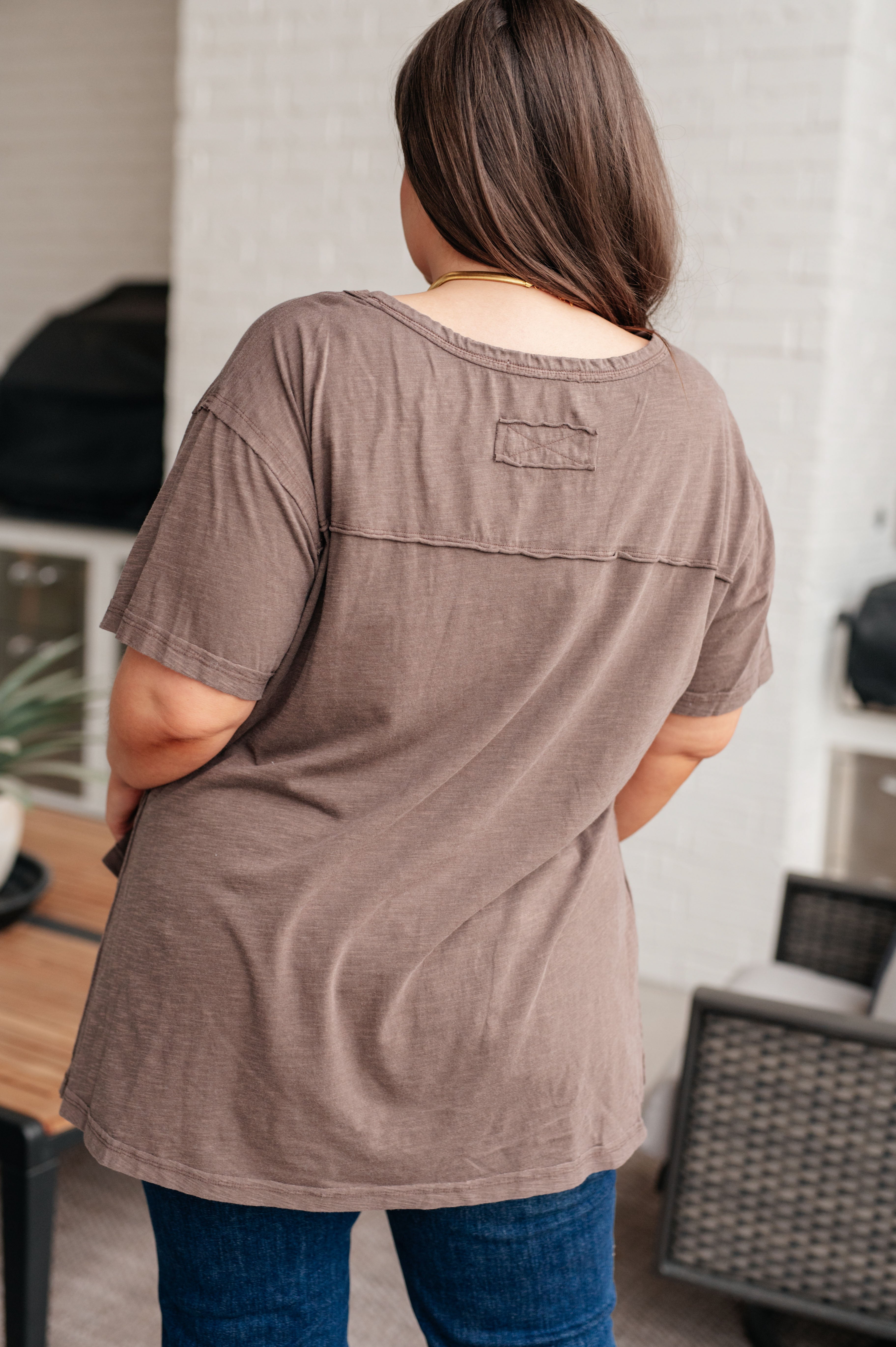 Let Me Live Relaxed Tee in Brown Tops Ave Shops   