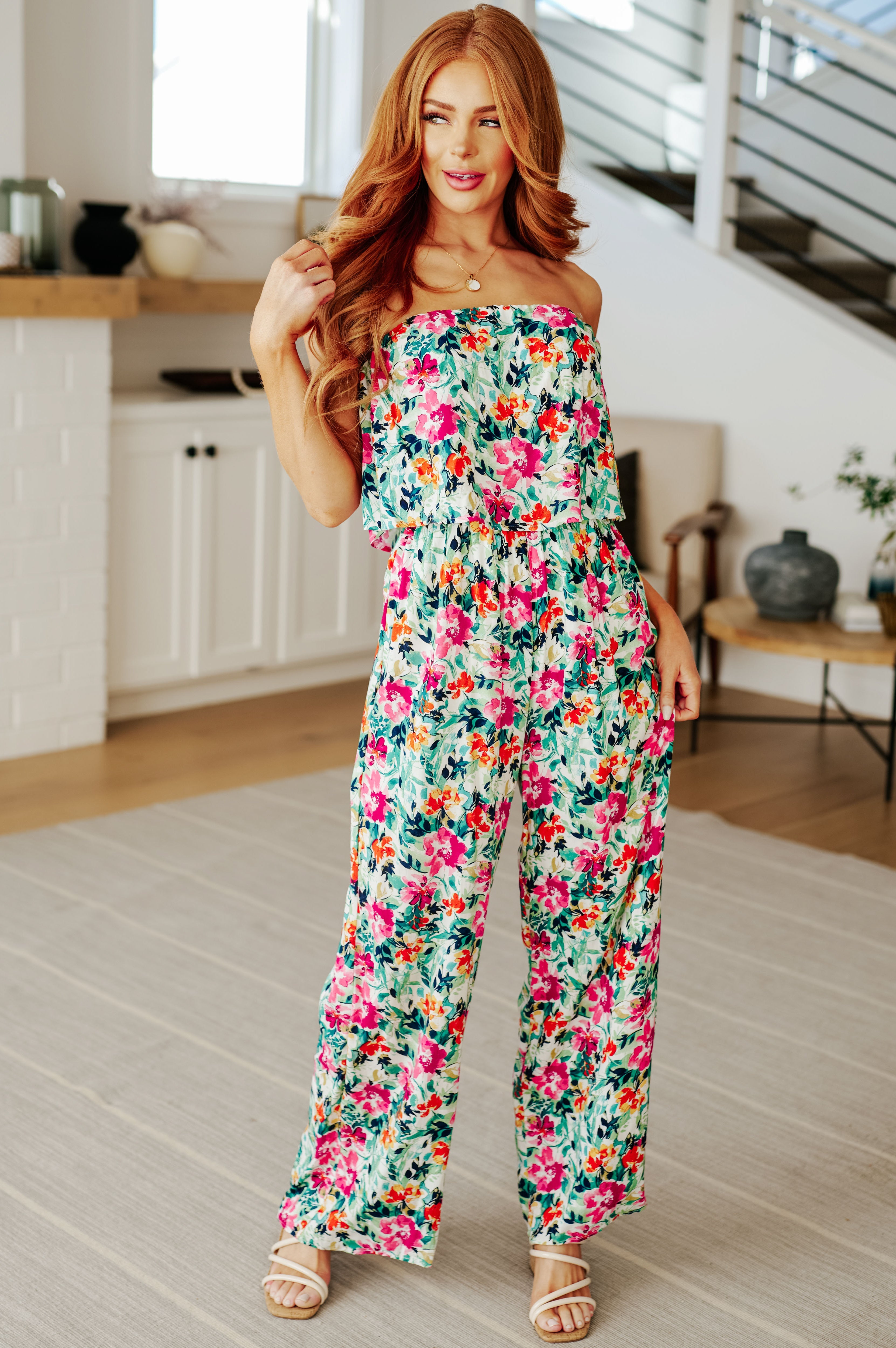 Life of the Party Floral Jumpsuit in Green Jumpsuits & Rompers Ave Shops   