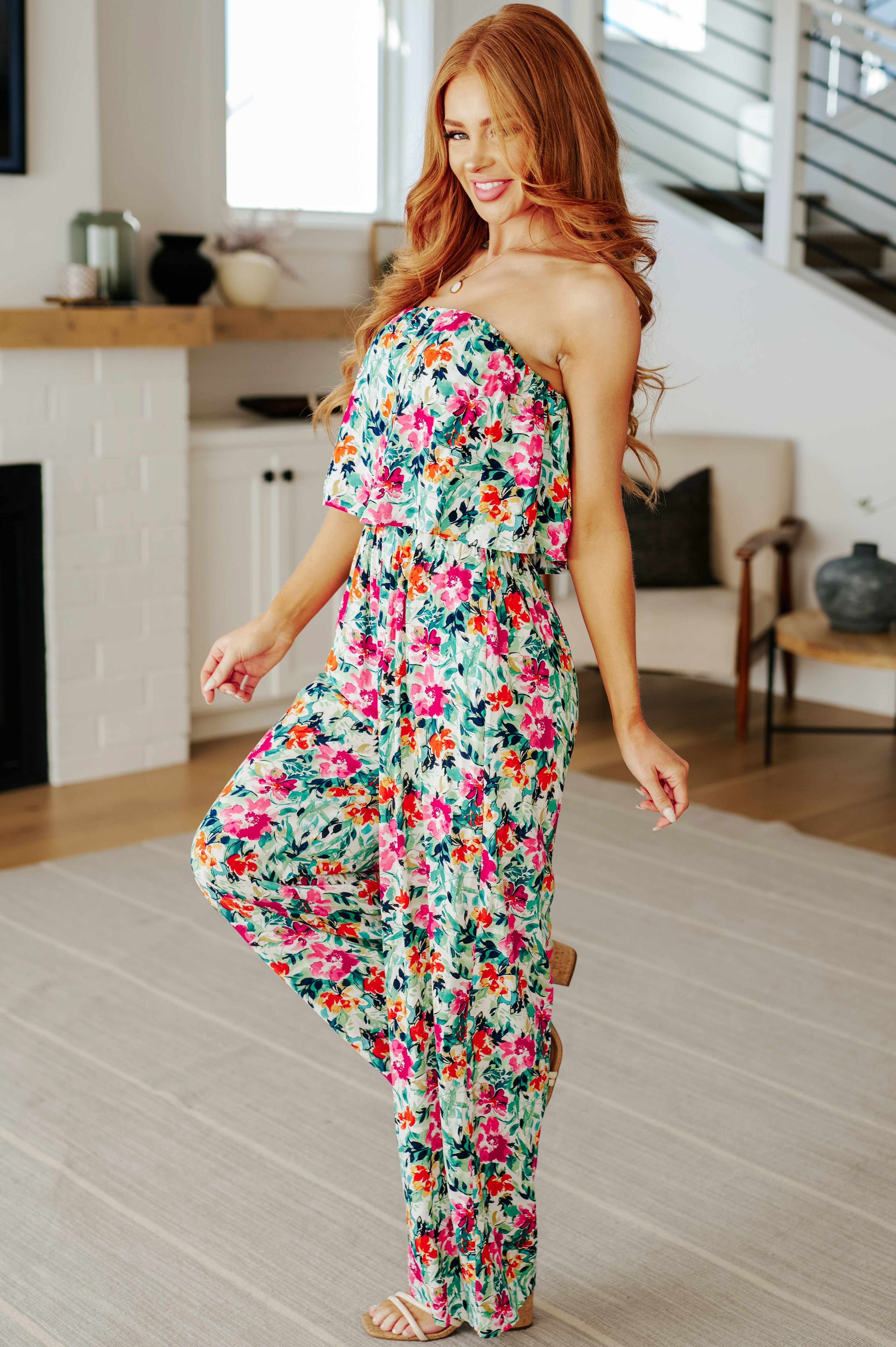 Life of the Party Floral Jumpsuit in Green Jumpsuits & Rompers Ave Shops   