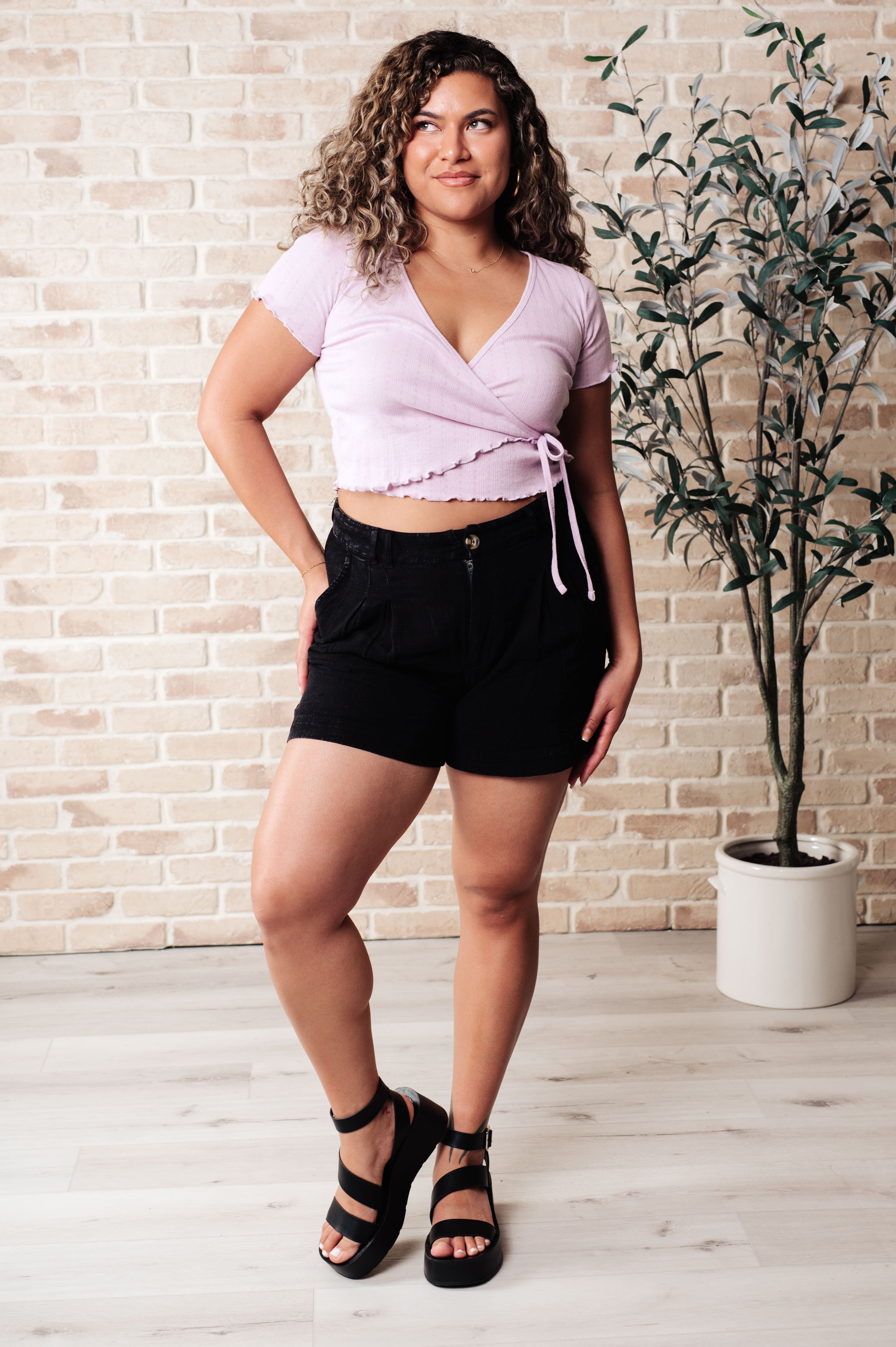 Mind Over Matter Pleated Shorts in Black Bottoms Ave Shops   