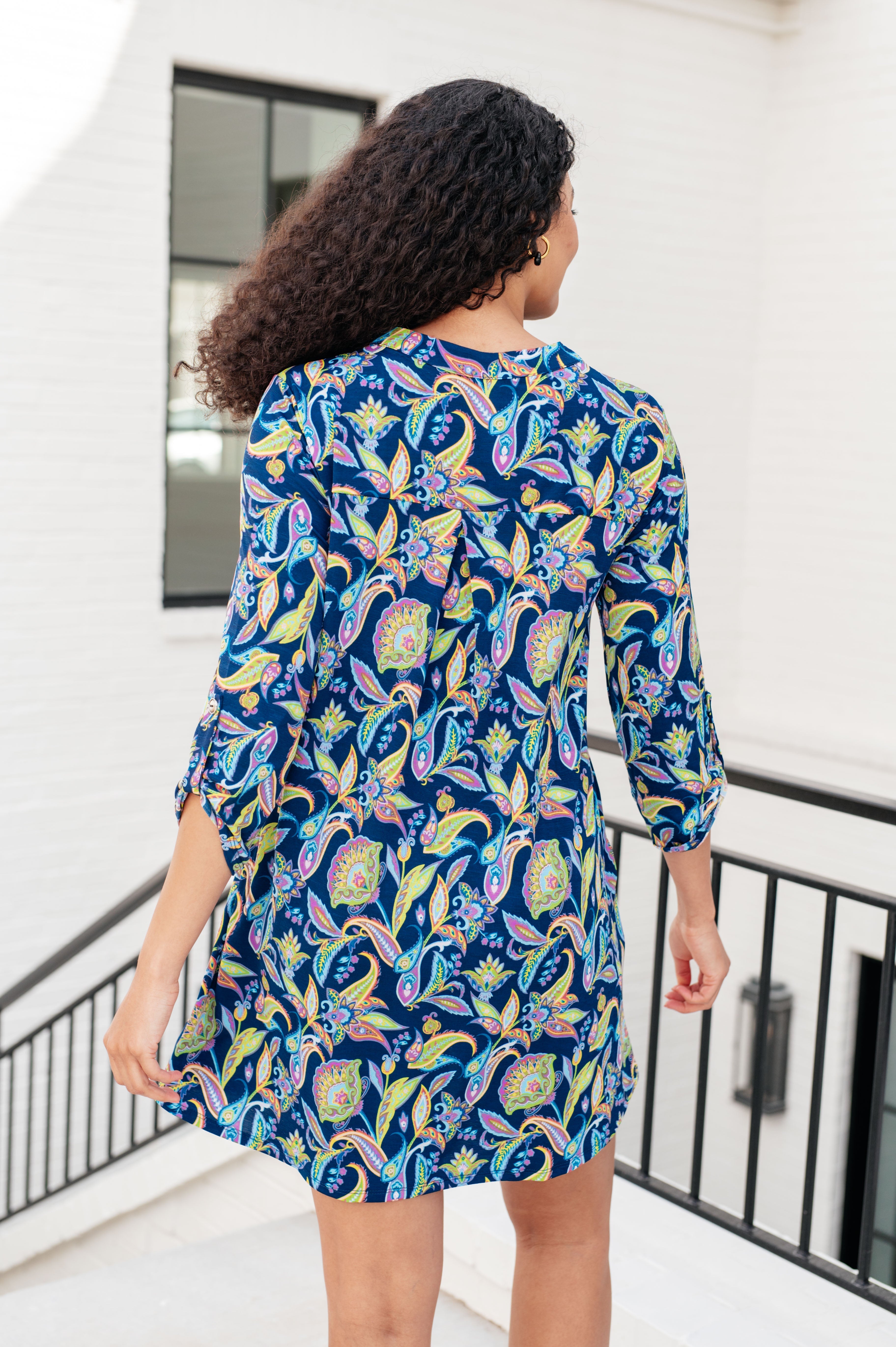 Lizzy Dress in Navy and Bright Paisley Floral Dresses Ave Shops   