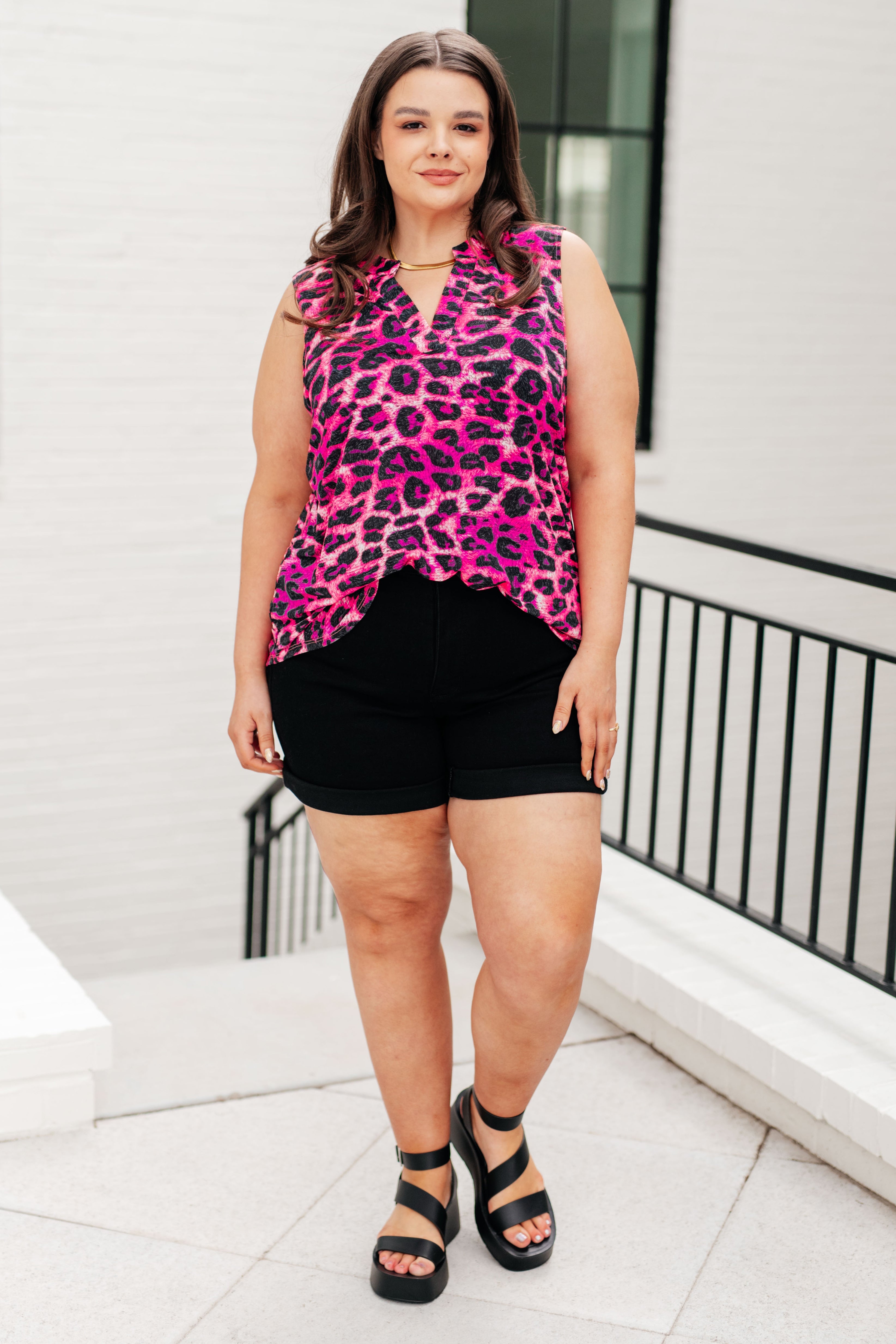 Lizzy Tank Top in Pink Multi Leopard Tops Ave Shops   