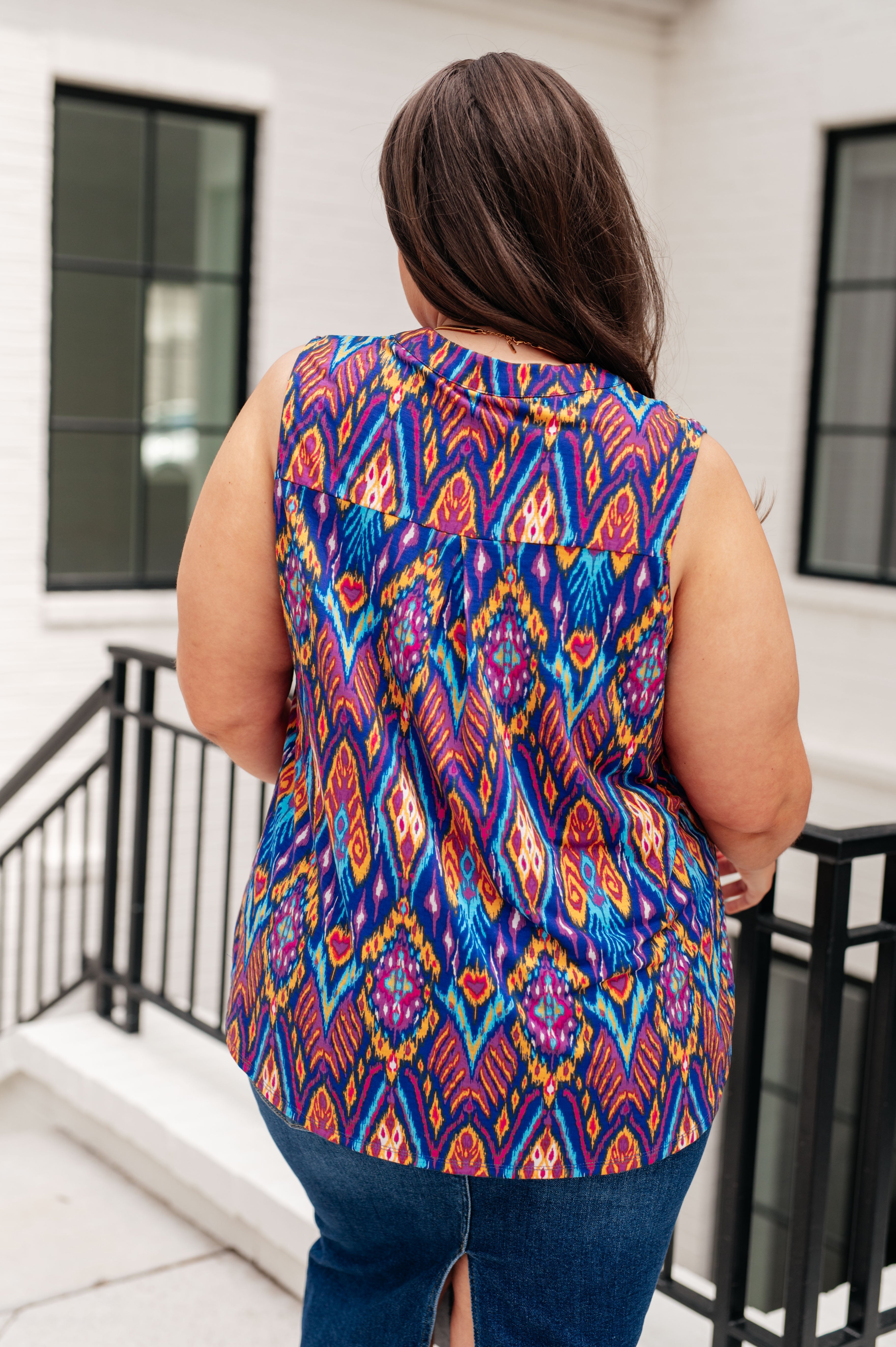 Lizzy Tank Top in Royal and Purple Deco Tops Ave Shops   