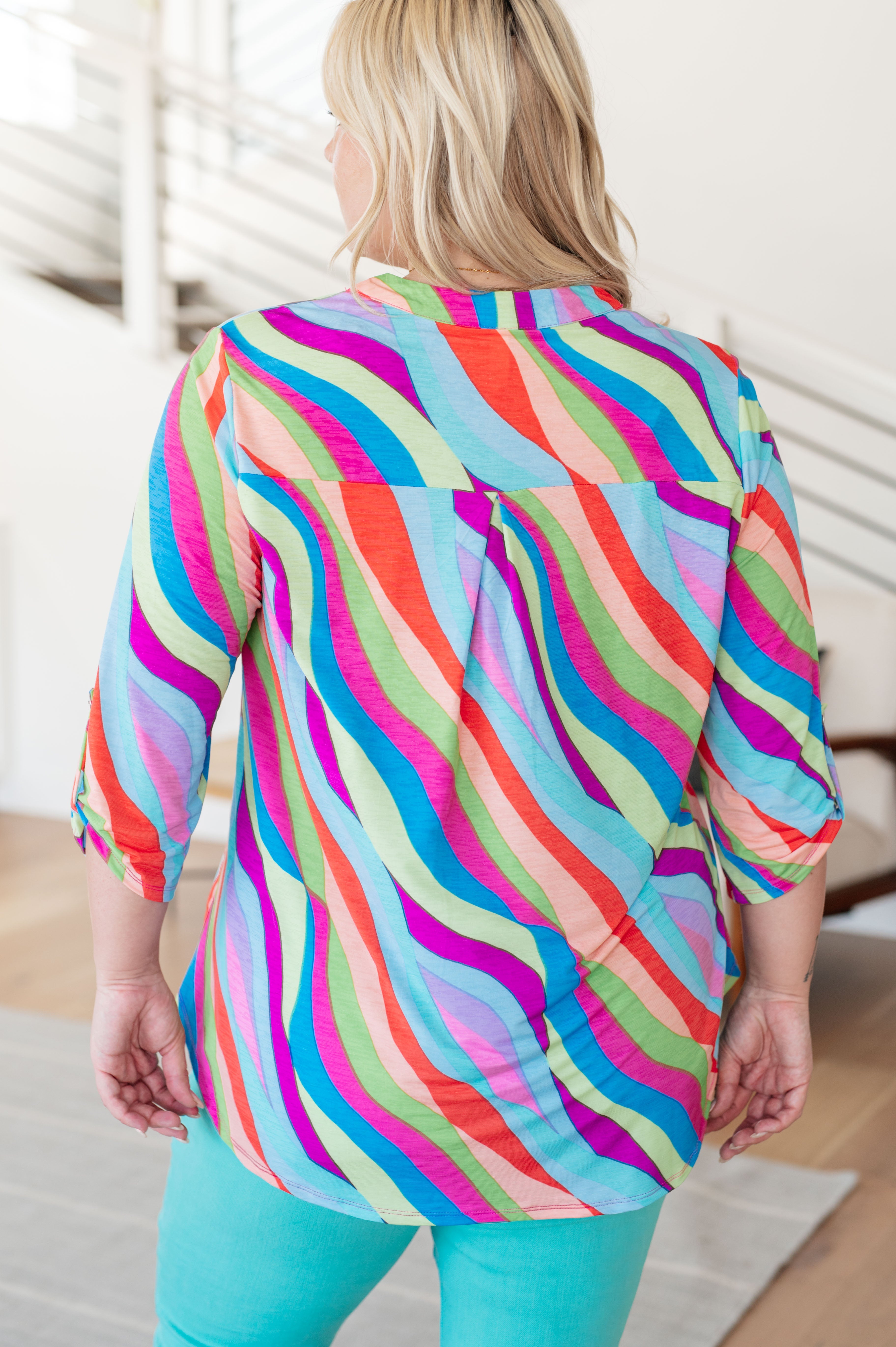 Lizzy Top in Multi Mod Stripe Tops Ave Shops   