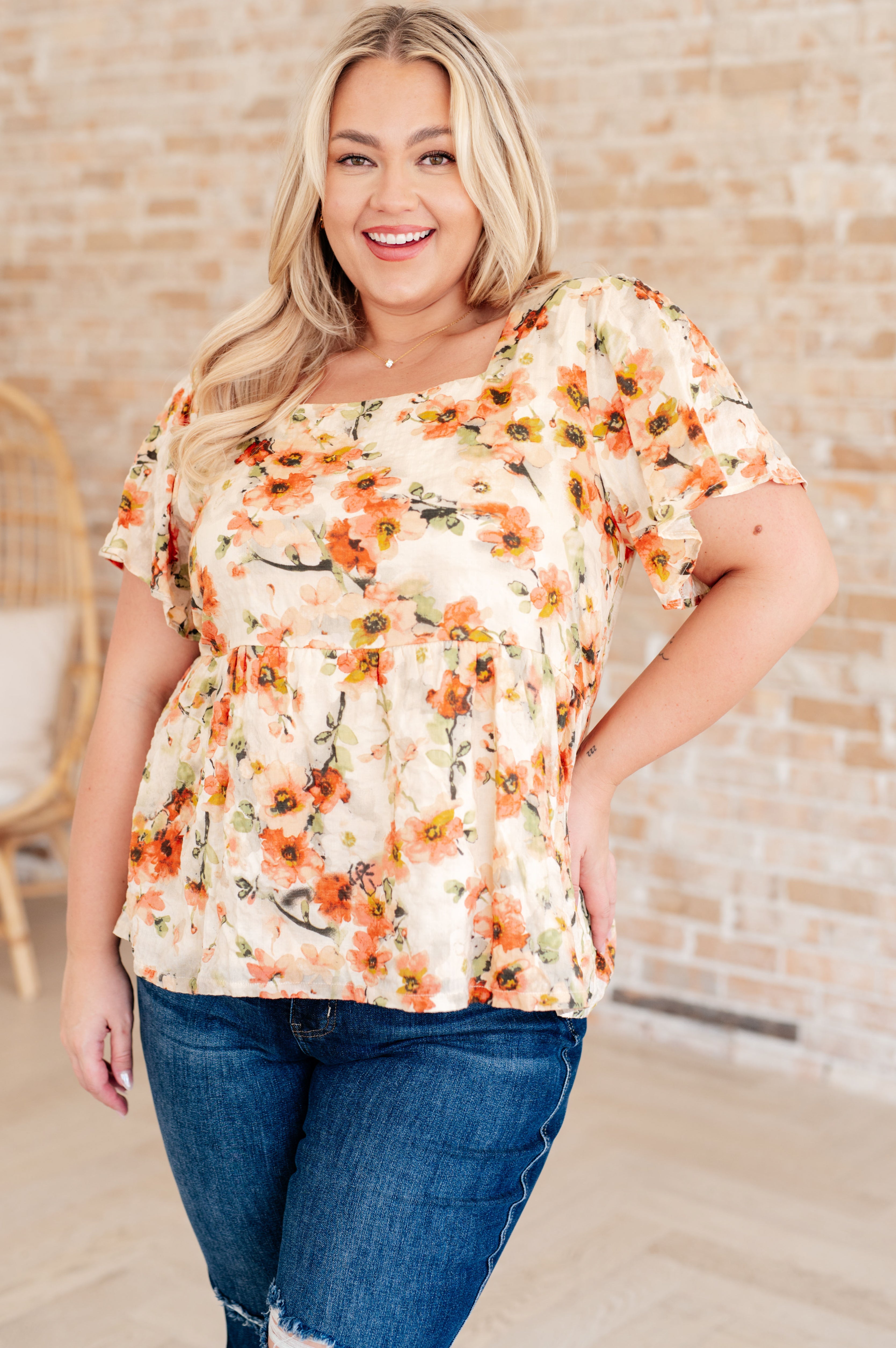 Magic Dance Square Neck Floral Blouse Tops Ave Shops   