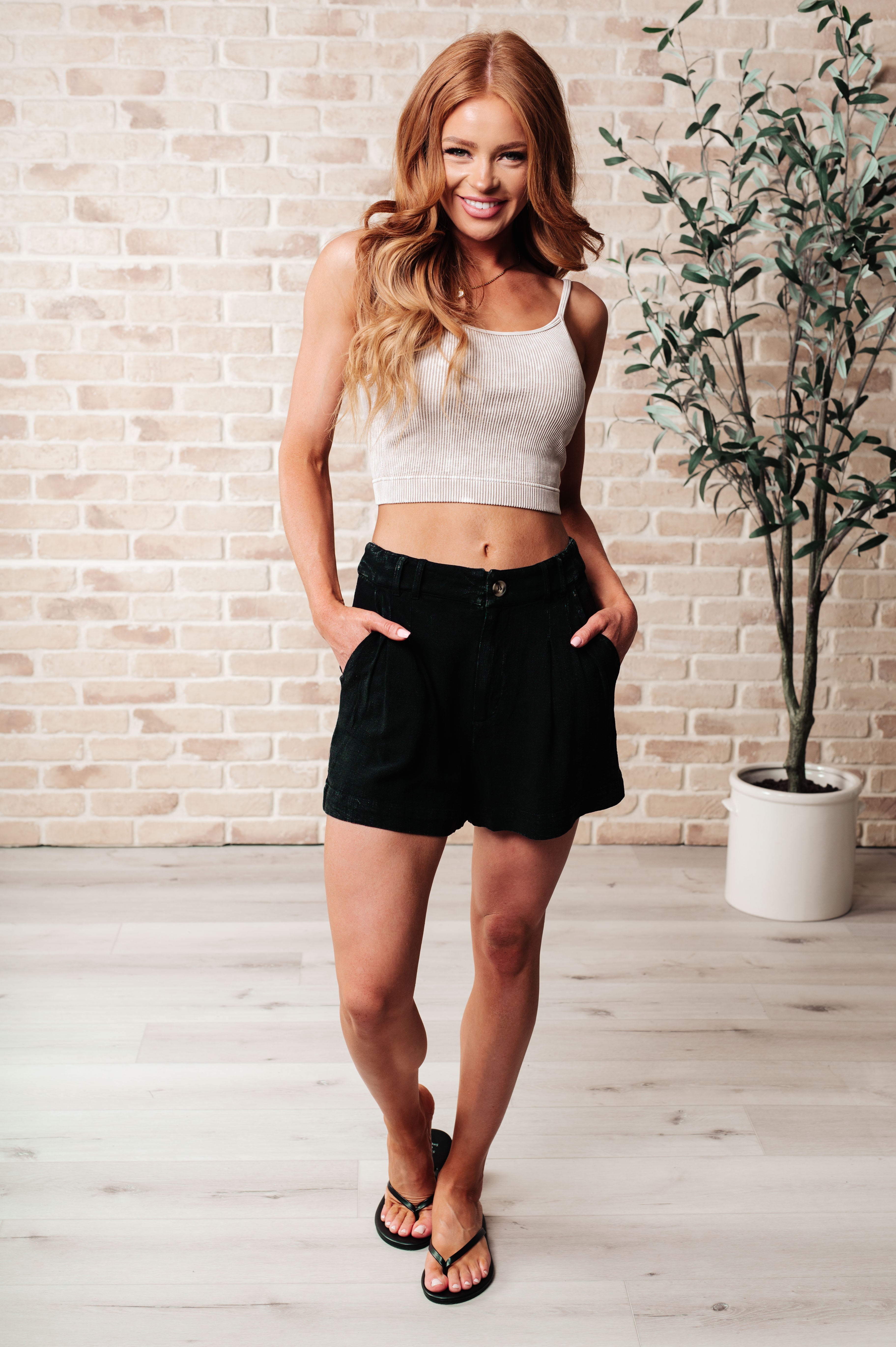 Mind Over Matter Pleated Shorts in Black Bottoms Ave Shops   