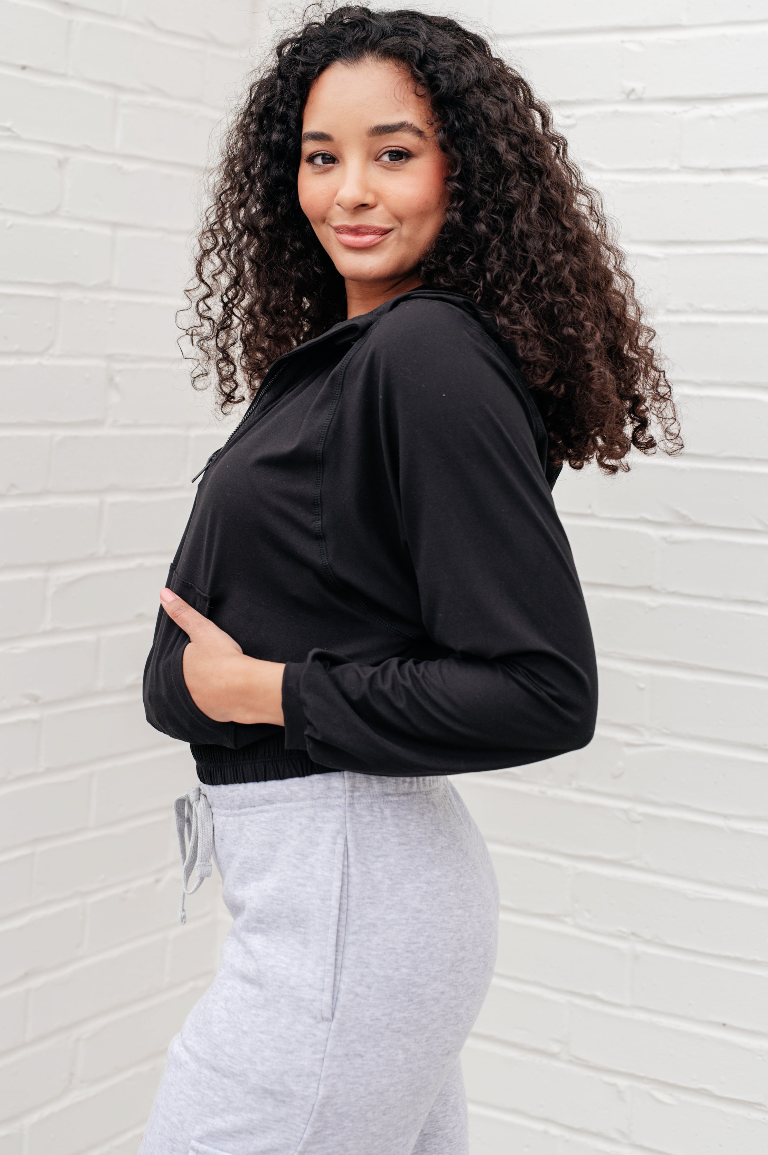 Morning Run Half Zip Hoodie in Black Athleisure Ave Shops   