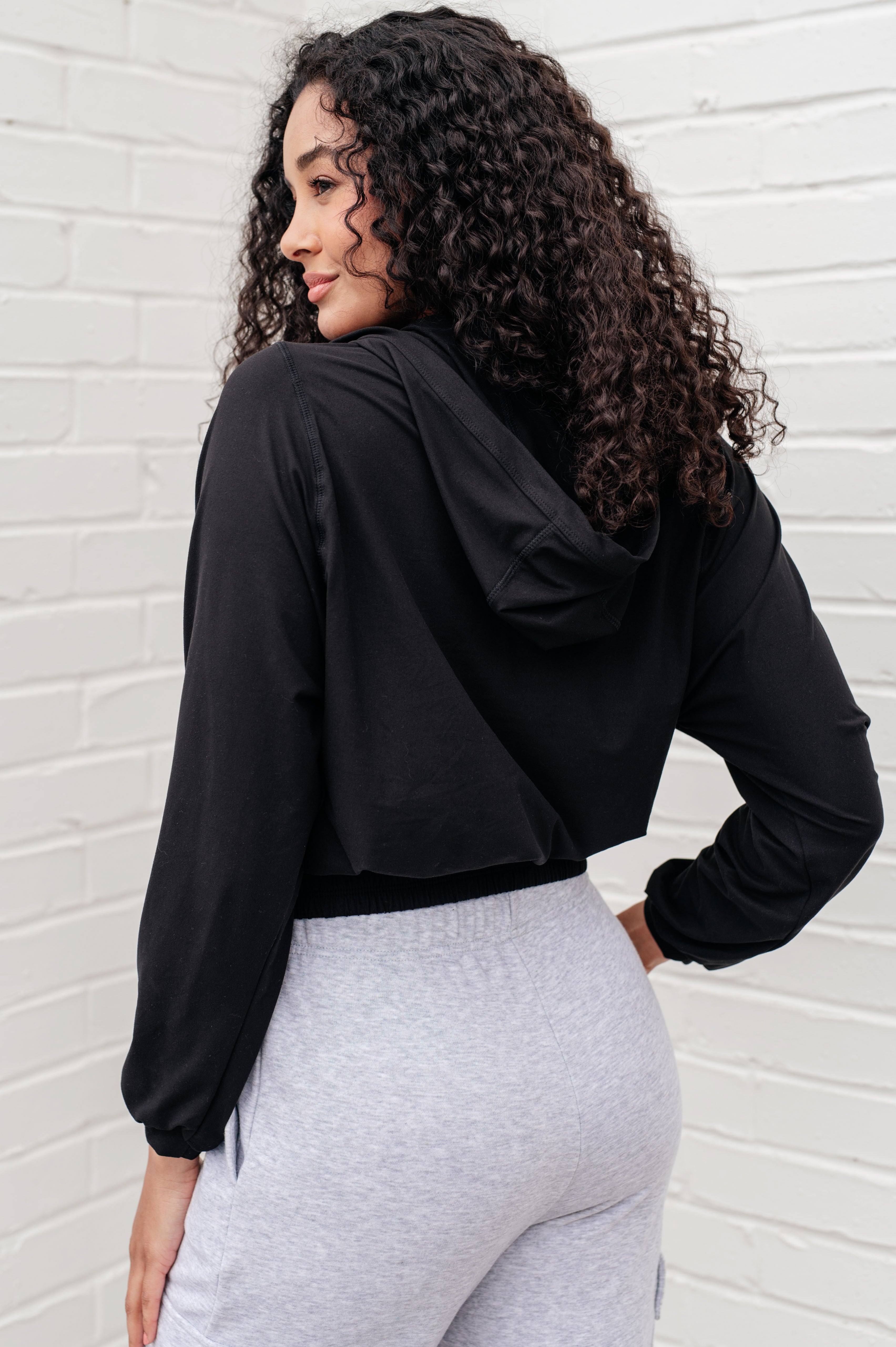 Morning Run Half Zip Hoodie in Black Athleisure Ave Shops   