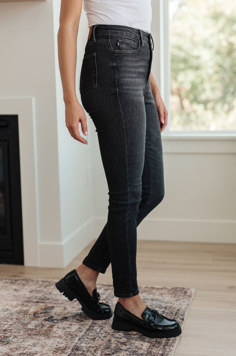 Octavia High Rise Control Top Skinny Jeans in Washed Black - Judy Blue Womens Ave Shops   
