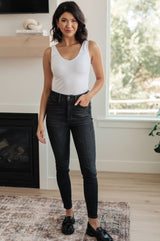 Octavia High Rise Control Top Skinny Jeans in Washed Black - Judy Blue Womens Ave Shops   