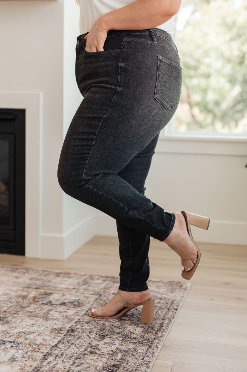 Octavia High Rise Control Top Skinny Jeans in Washed Black - Judy Blue Womens Ave Shops   