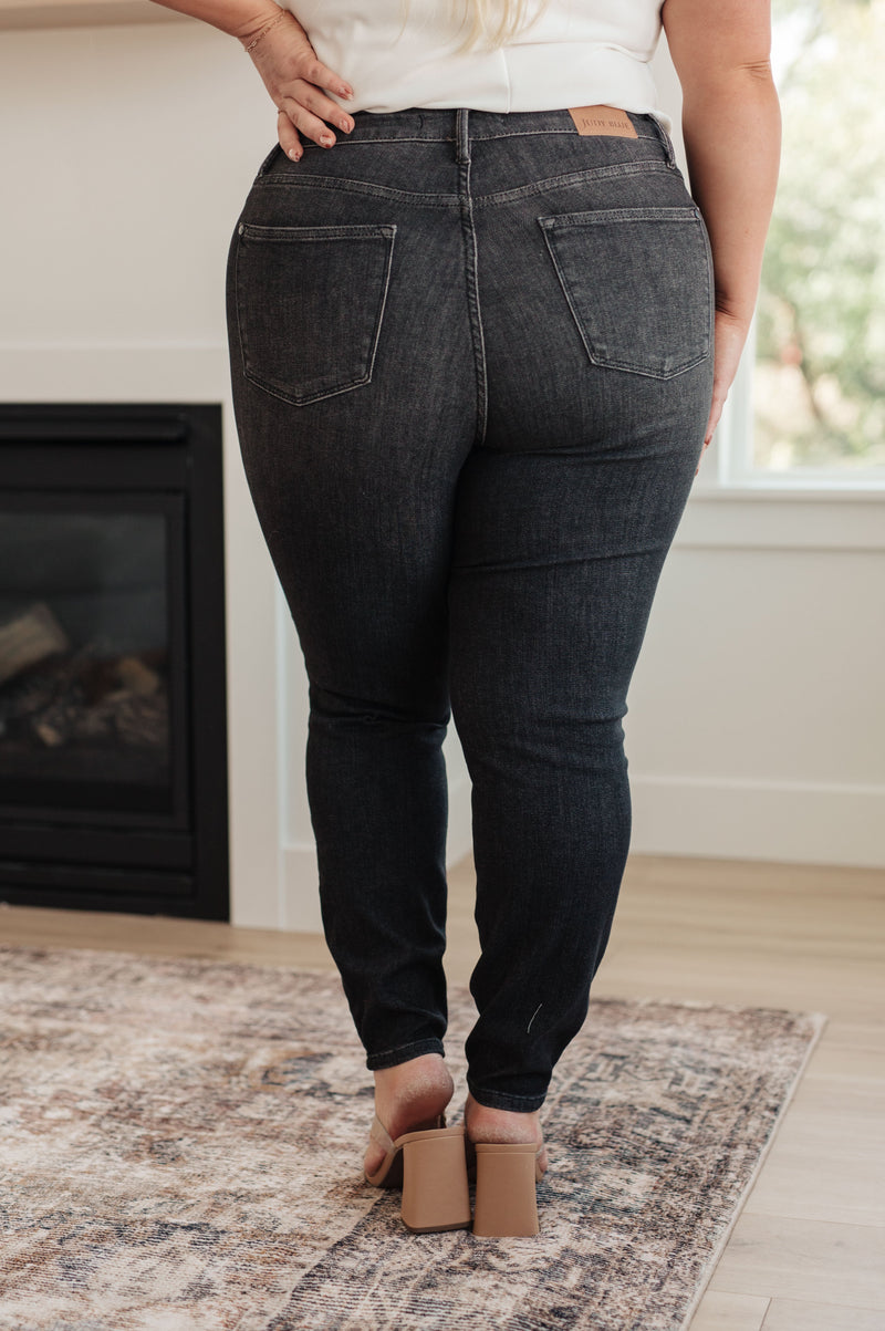 Octavia High Rise Control Top Skinny Jeans in Washed Black - Judy Blue Womens Ave Shops   