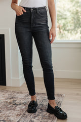 Octavia High Rise Control Top Skinny Jeans in Washed Black - Judy Blue Womens Ave Shops   