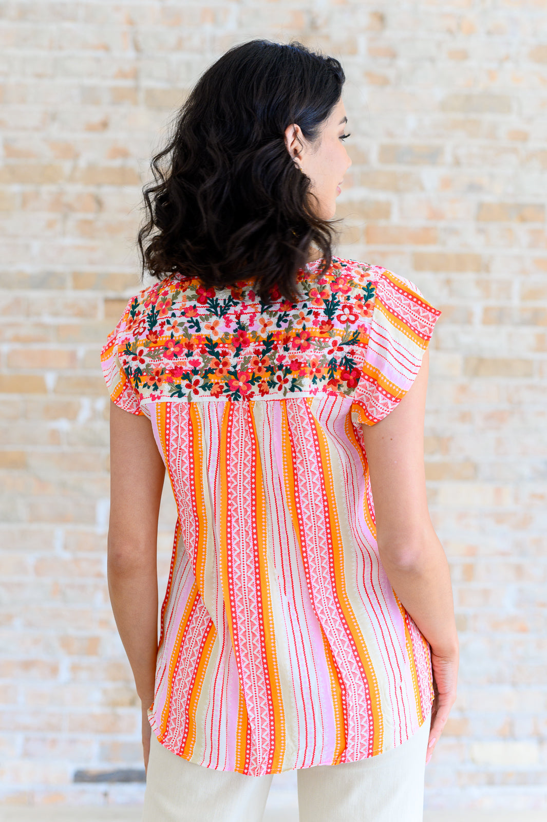 Orange Blossoms Flutter Sleeve Blouse Tops Ave Shops   