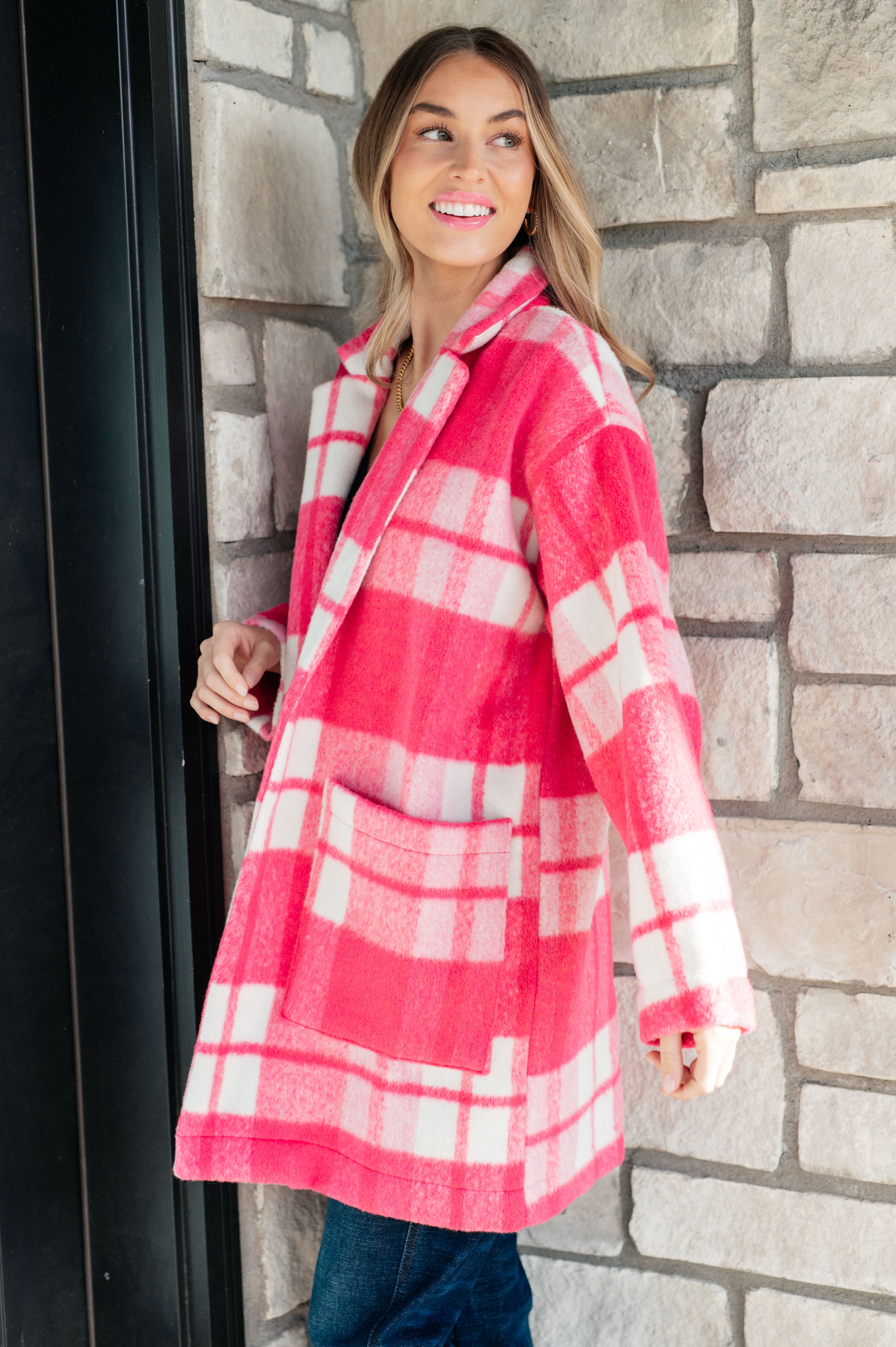 Passion in Plaid Coat in Pink