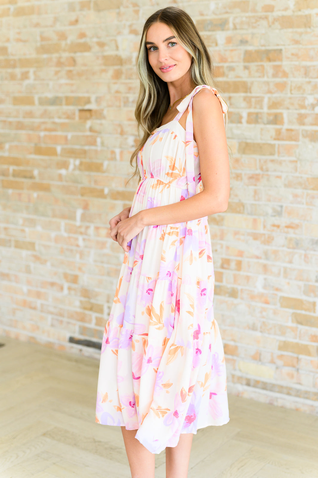 Pastel Petals Floral Midi Dress Dresses Ave Shops   