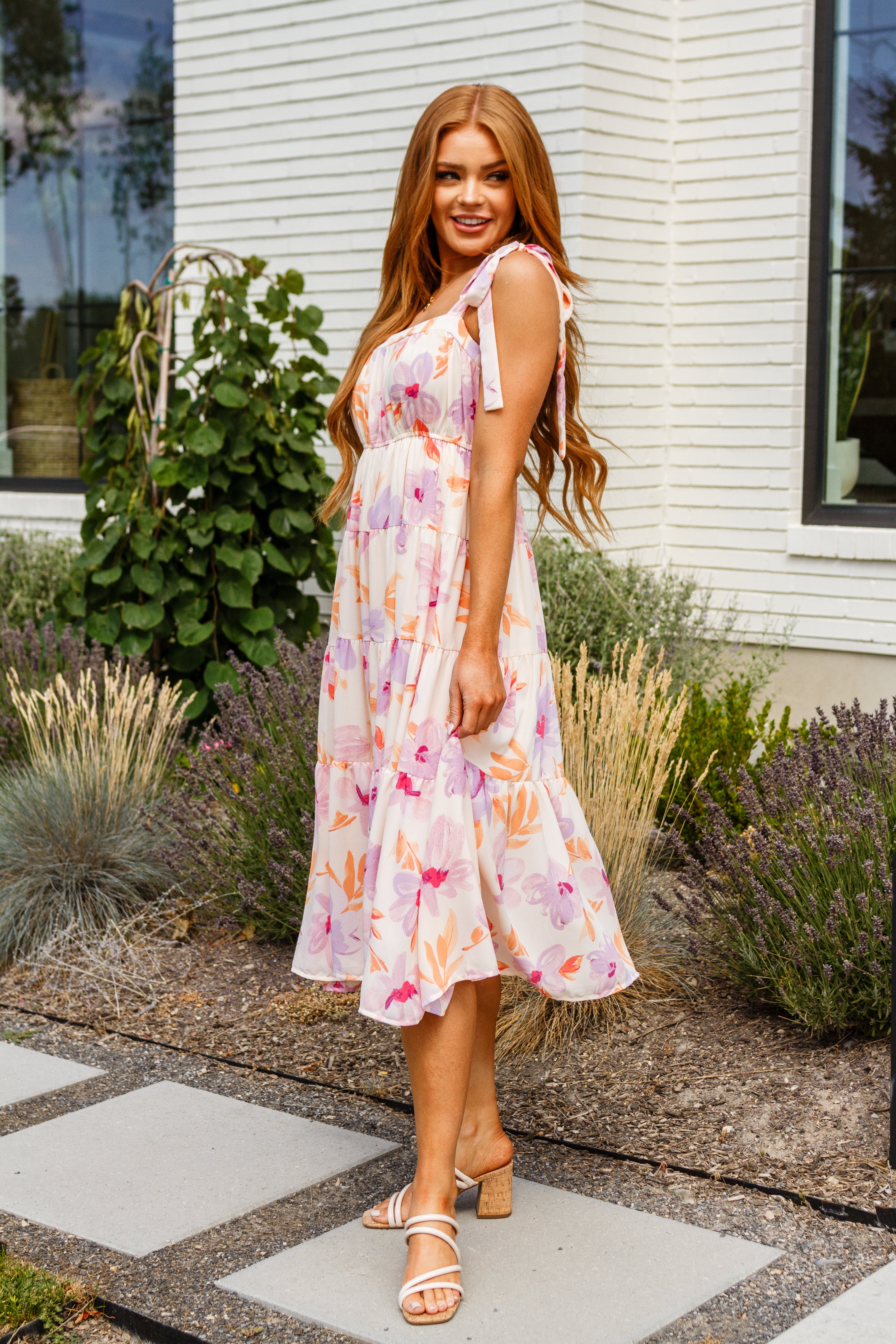 Pastel Petals Floral Midi Dress Dresses Ave Shops   